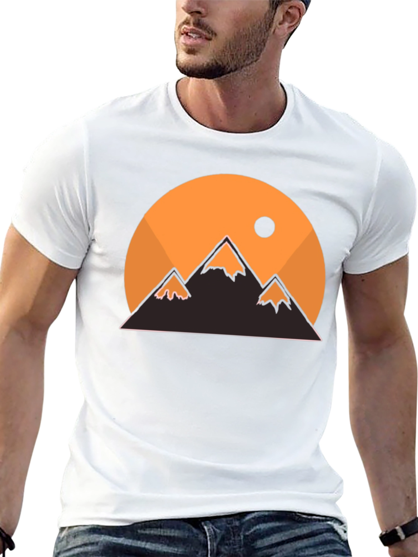 Mountain Sunset Graphic Tee - Black Casual T-Shirt