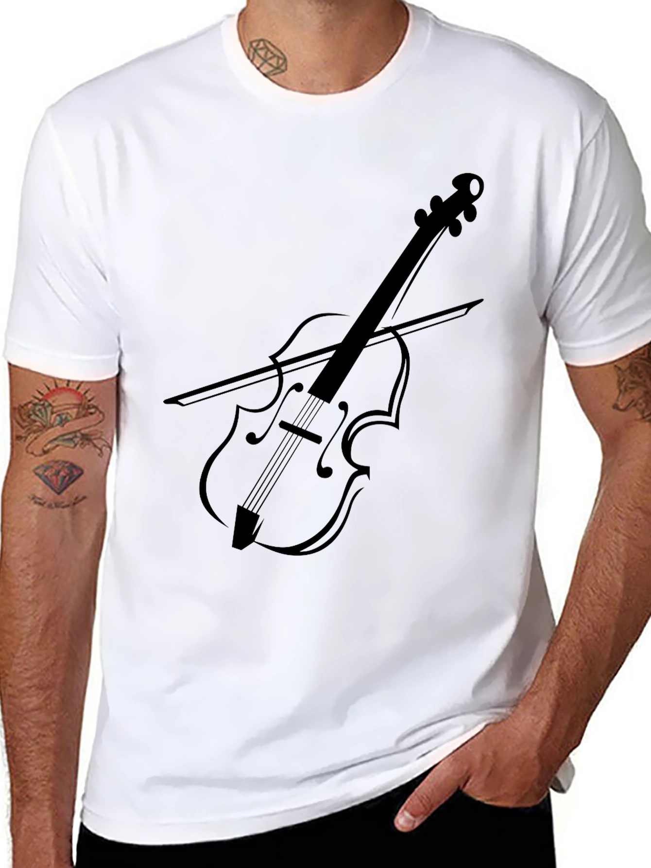 Musical Violin Graphic Tee - Black