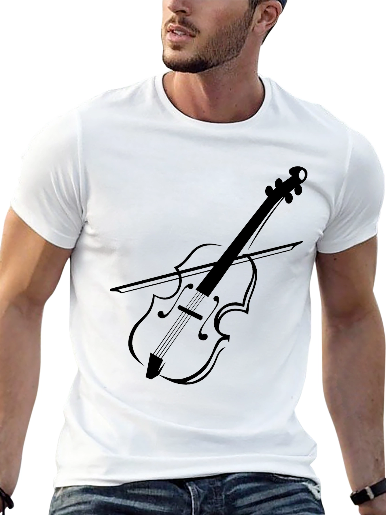 Musical Violin Graphic Tee - Black