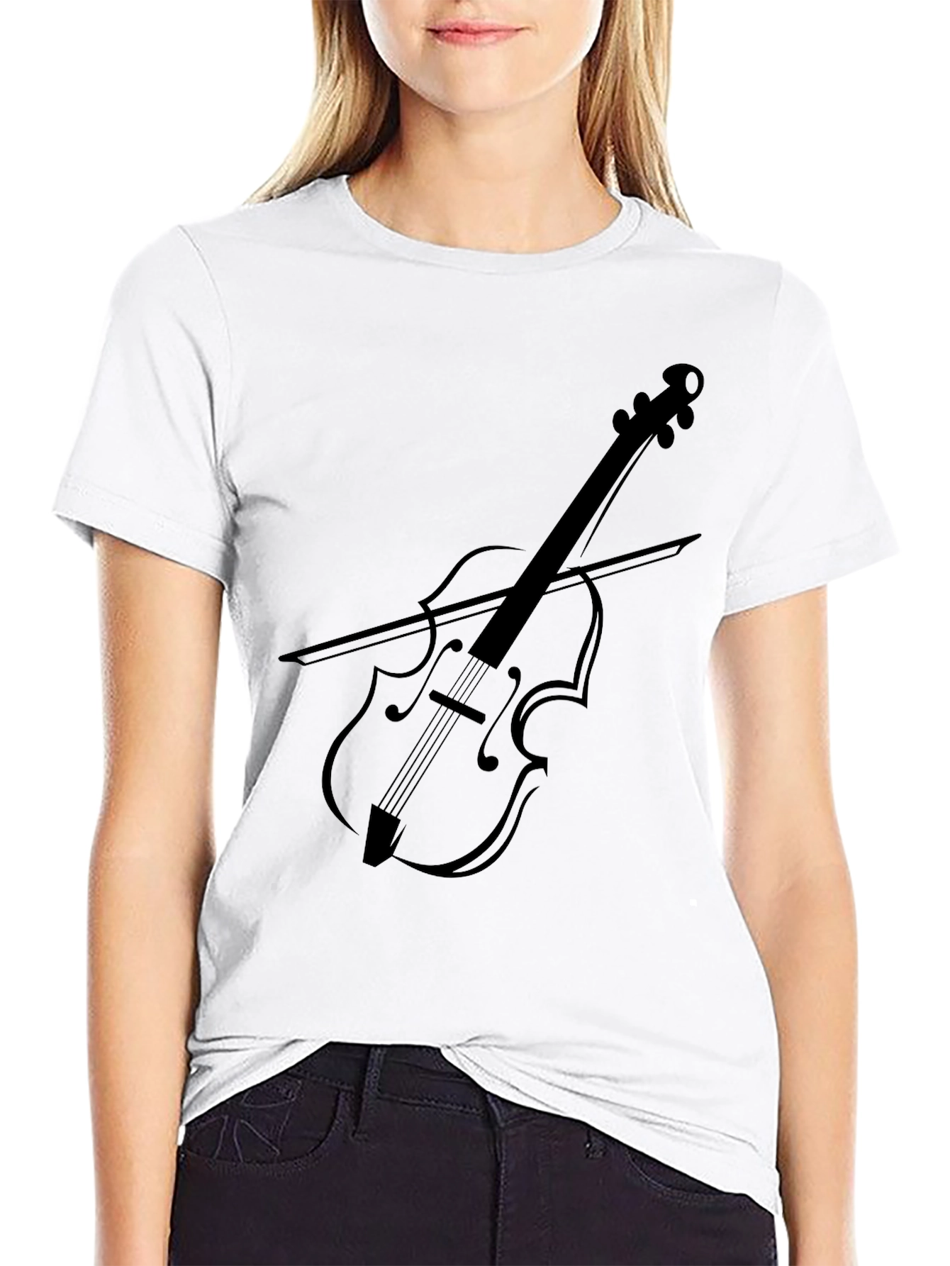Musical Violin Graphic Tee - Black