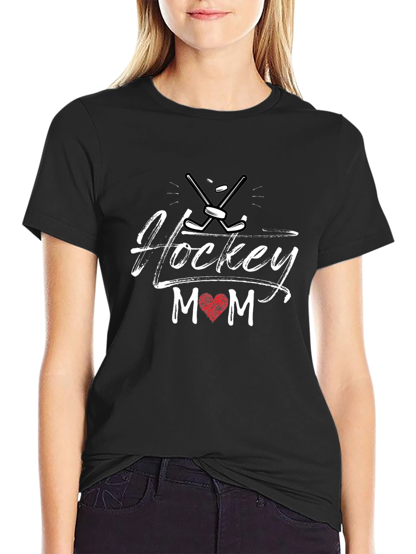 Hockey Mom Graphic Tee - Black Cotton T-Shirt