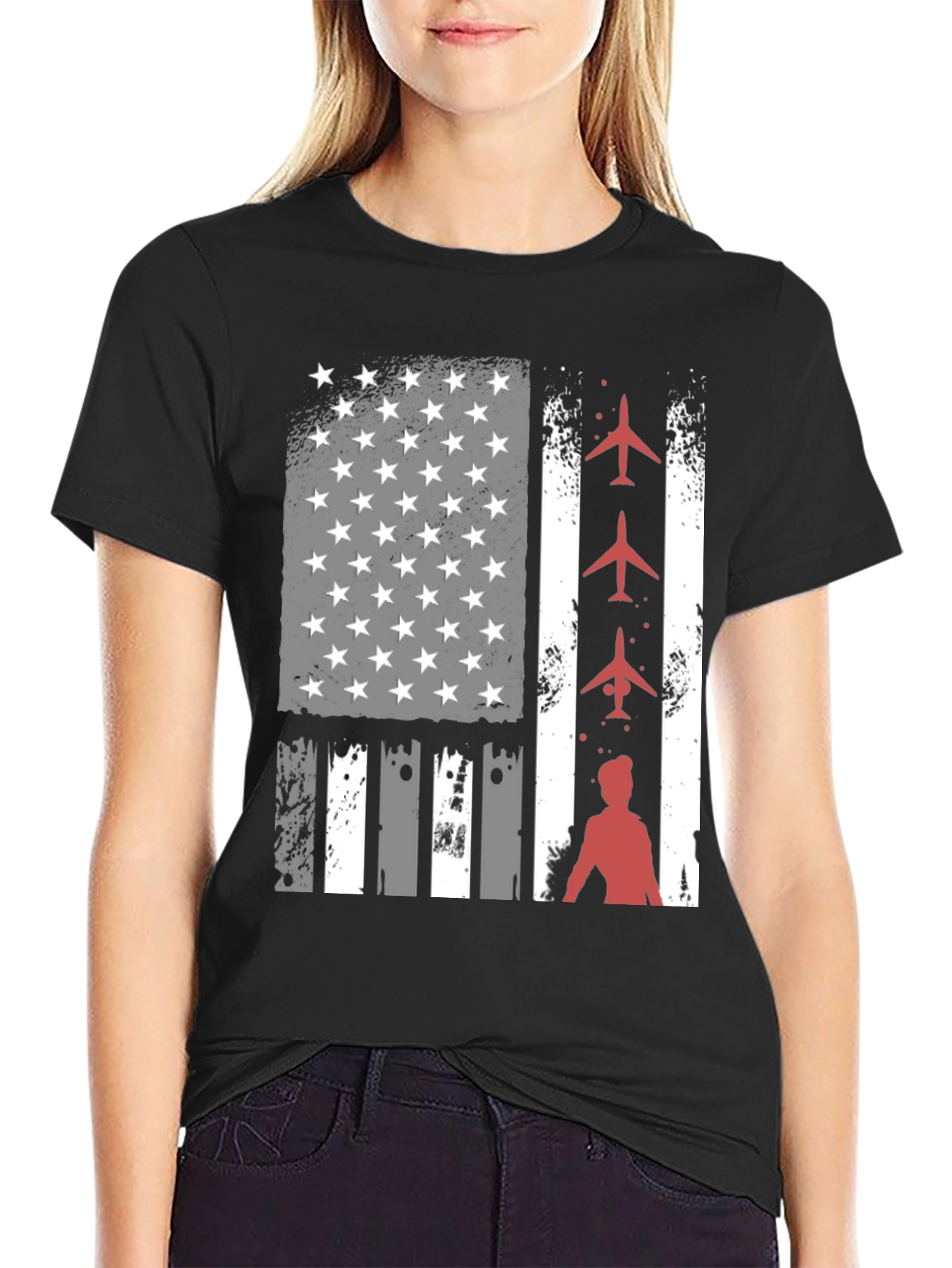 Patriotic Airplane American Flag T-Shirt