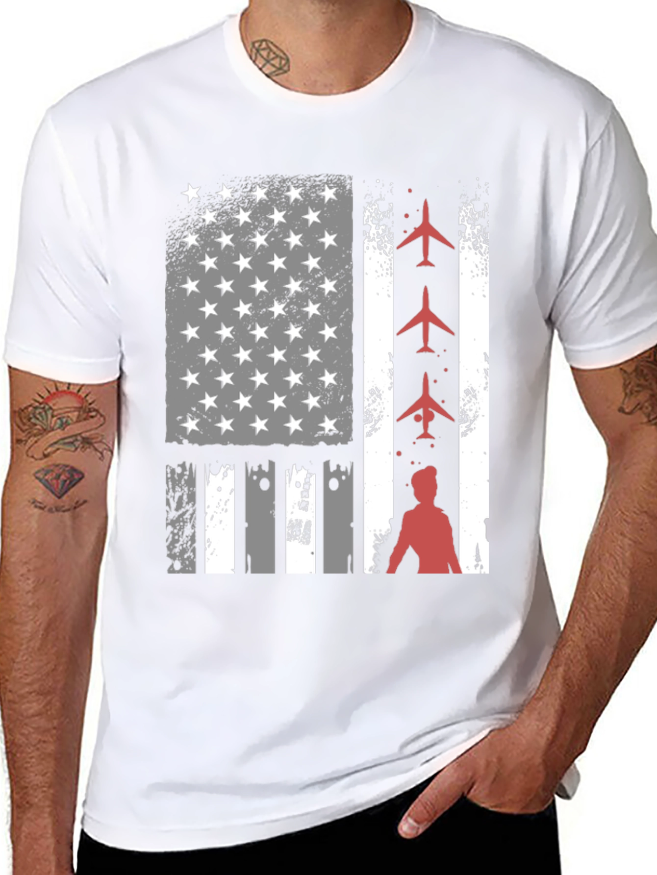 Patriotic Airplane American Flag T-Shirt