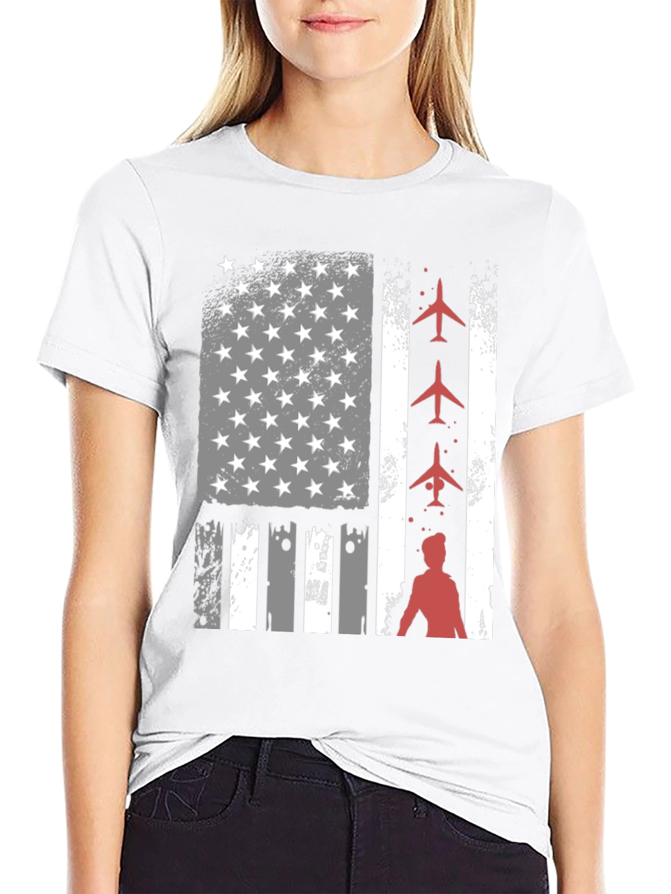 Patriotic Airplane American Flag T-Shirt