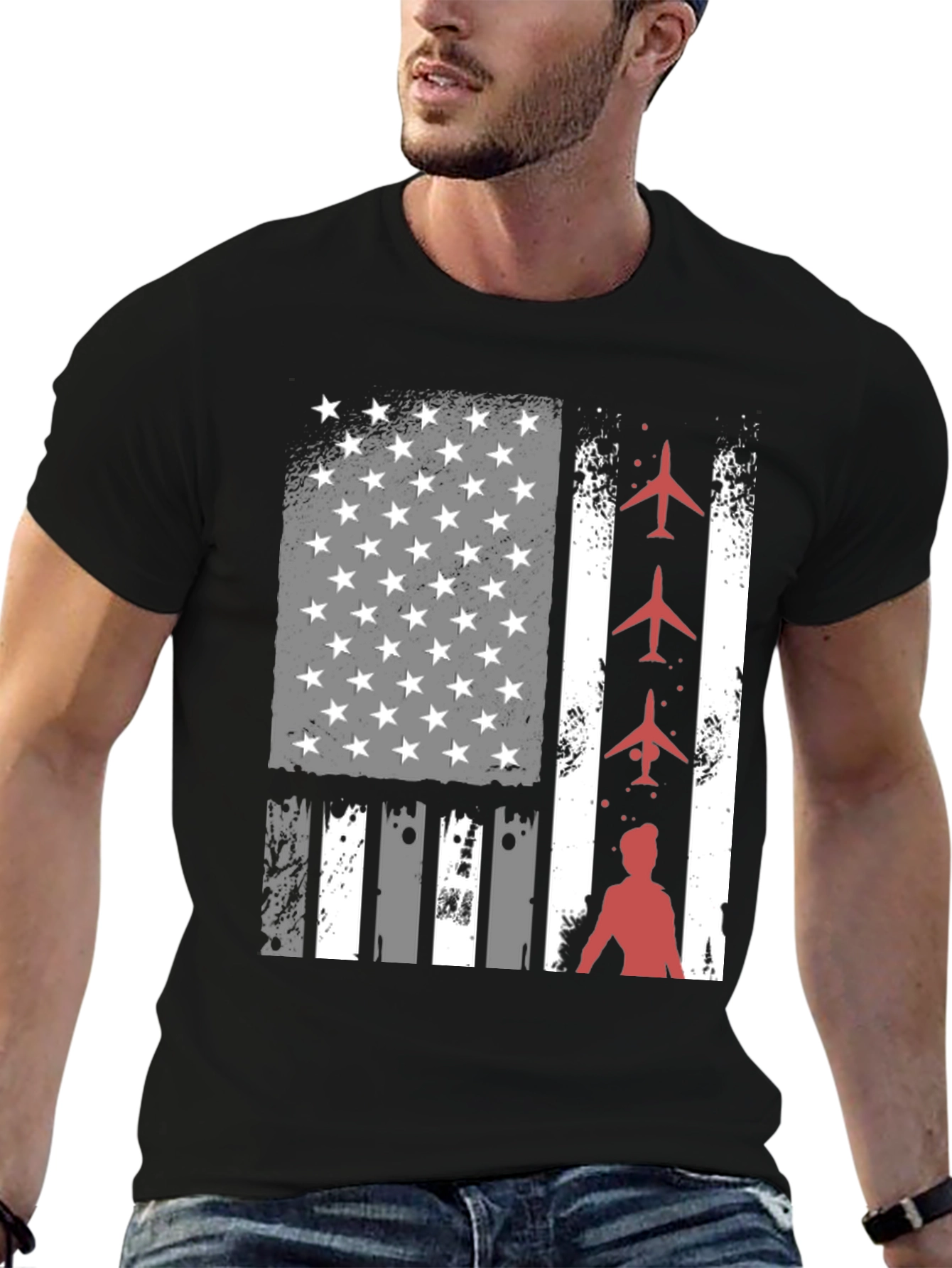 Patriotic Airplane American Flag T-Shirt
