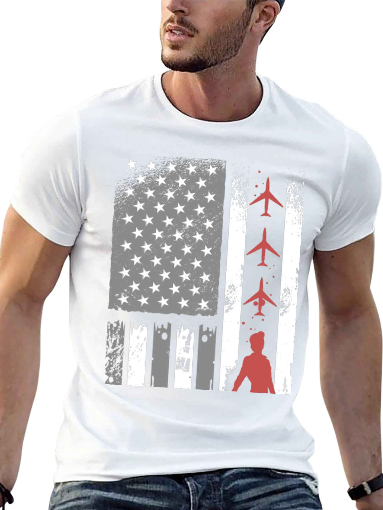 Patriotic Airplane American Flag T-Shirt