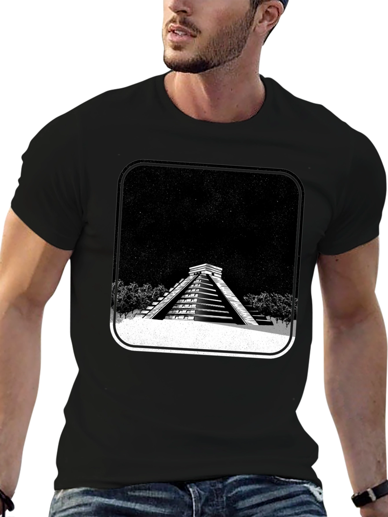 Mayan Pyramid Graphic Tee - Black Unisex T-Shirt