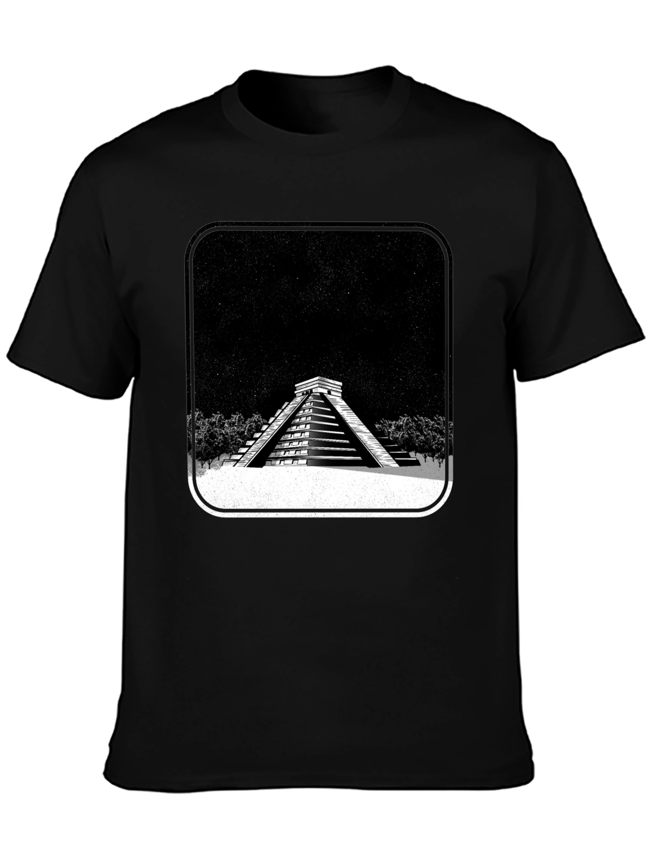 Mayan Pyramid Graphic Tee - Black Unisex T-Shirt