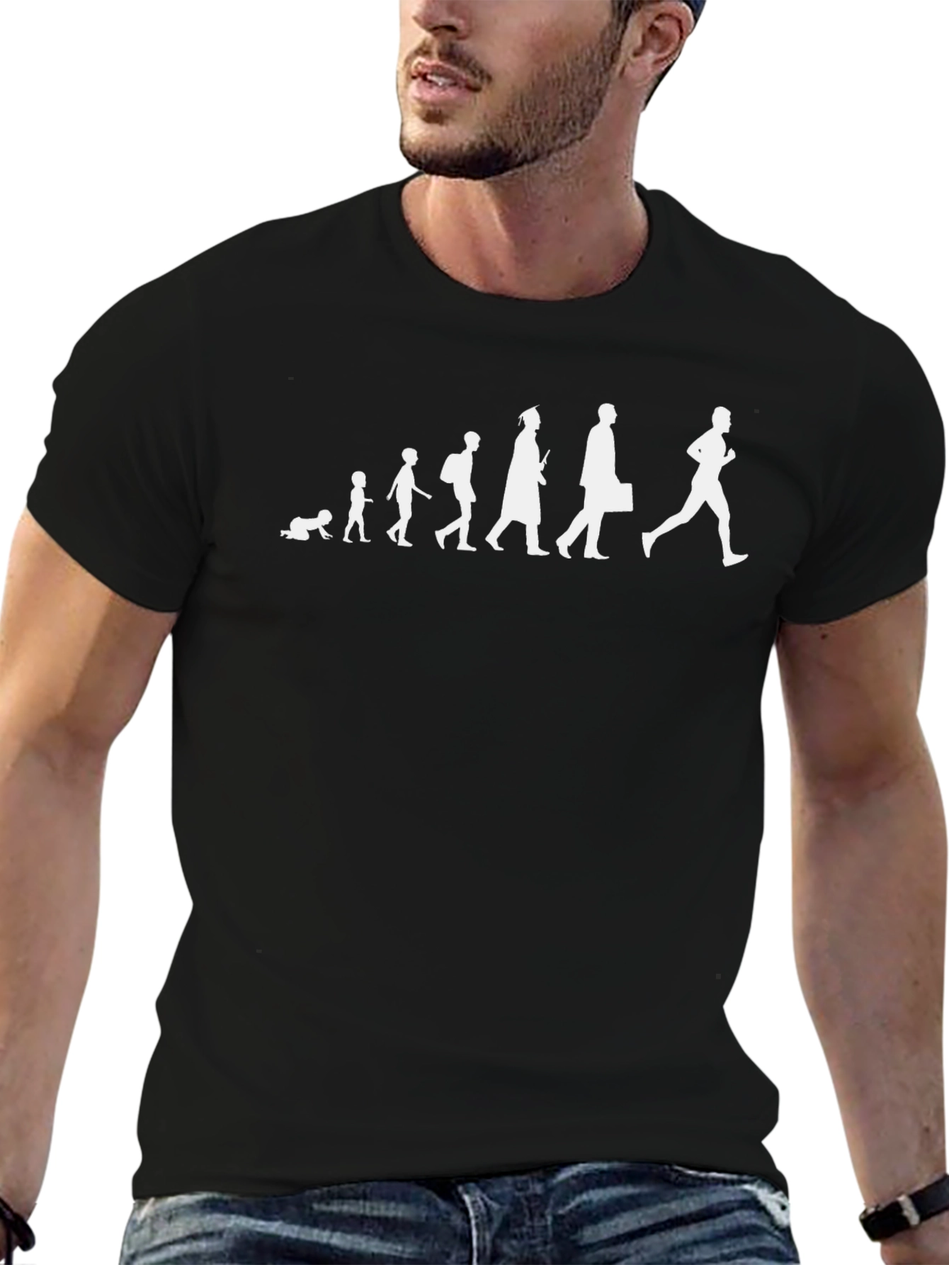 Evolution of Man Running Black T-Shirt