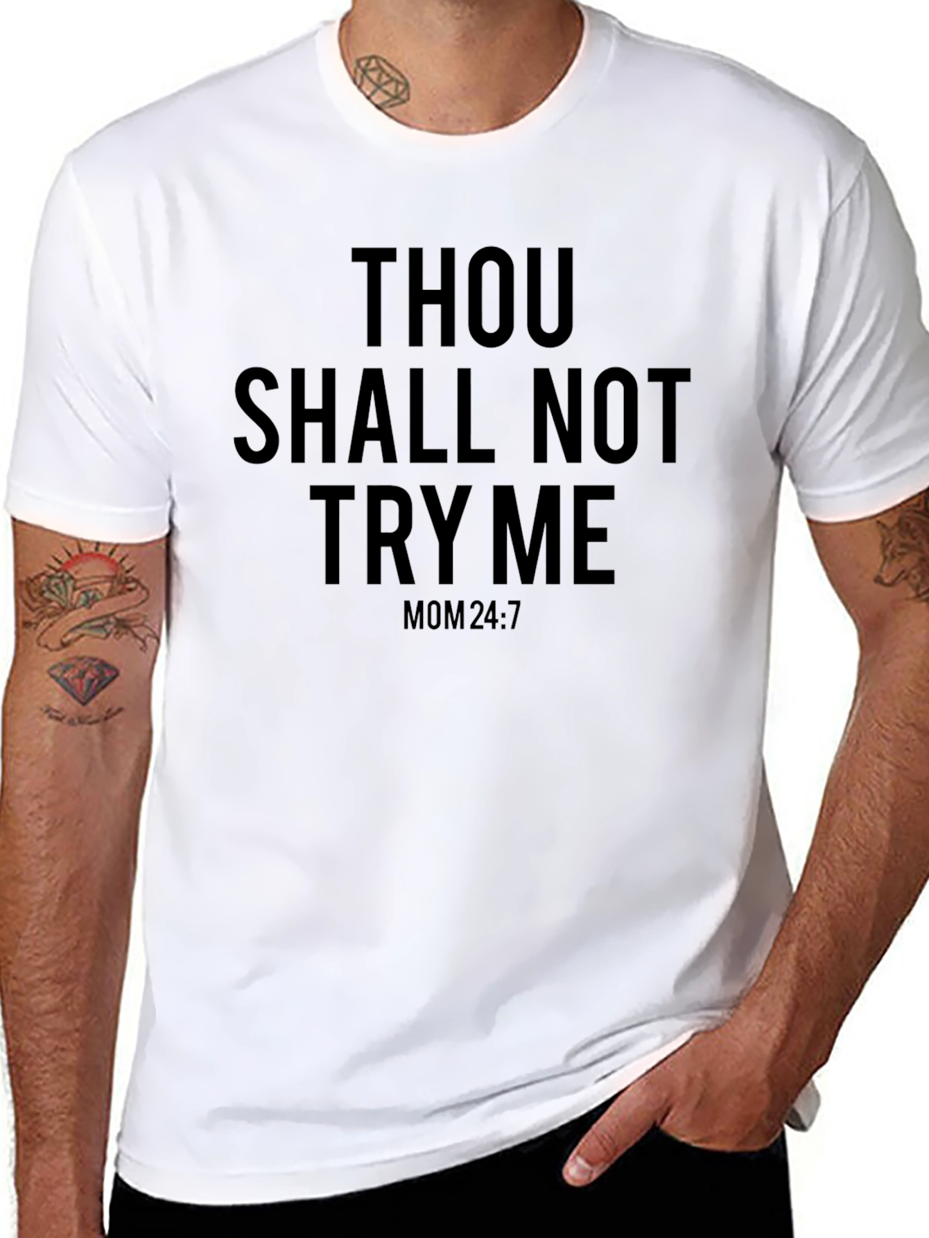 Thou Shall Not Try Me Mom 24:7 Black T-Shirt