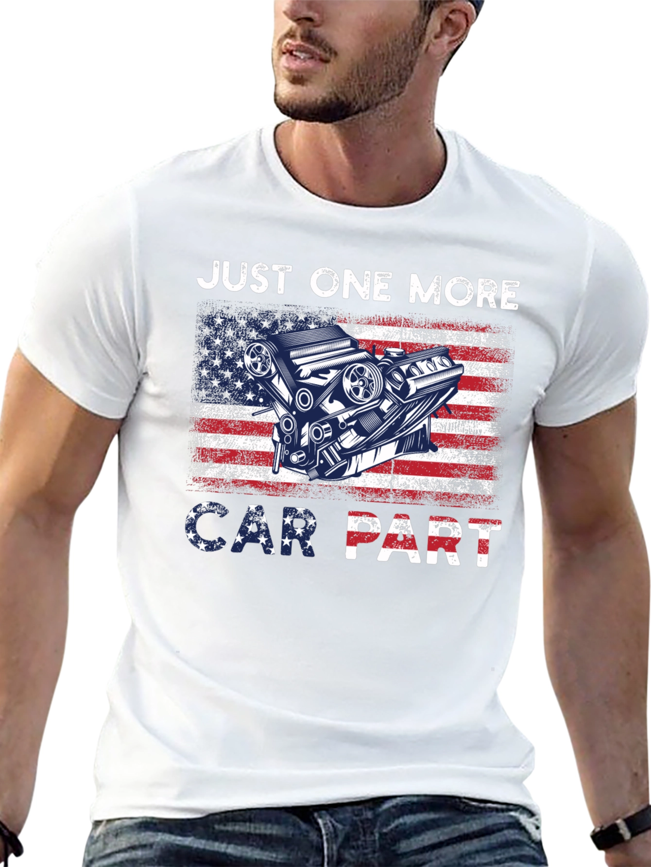 Just One More Car Part USA Flag T-Shirt