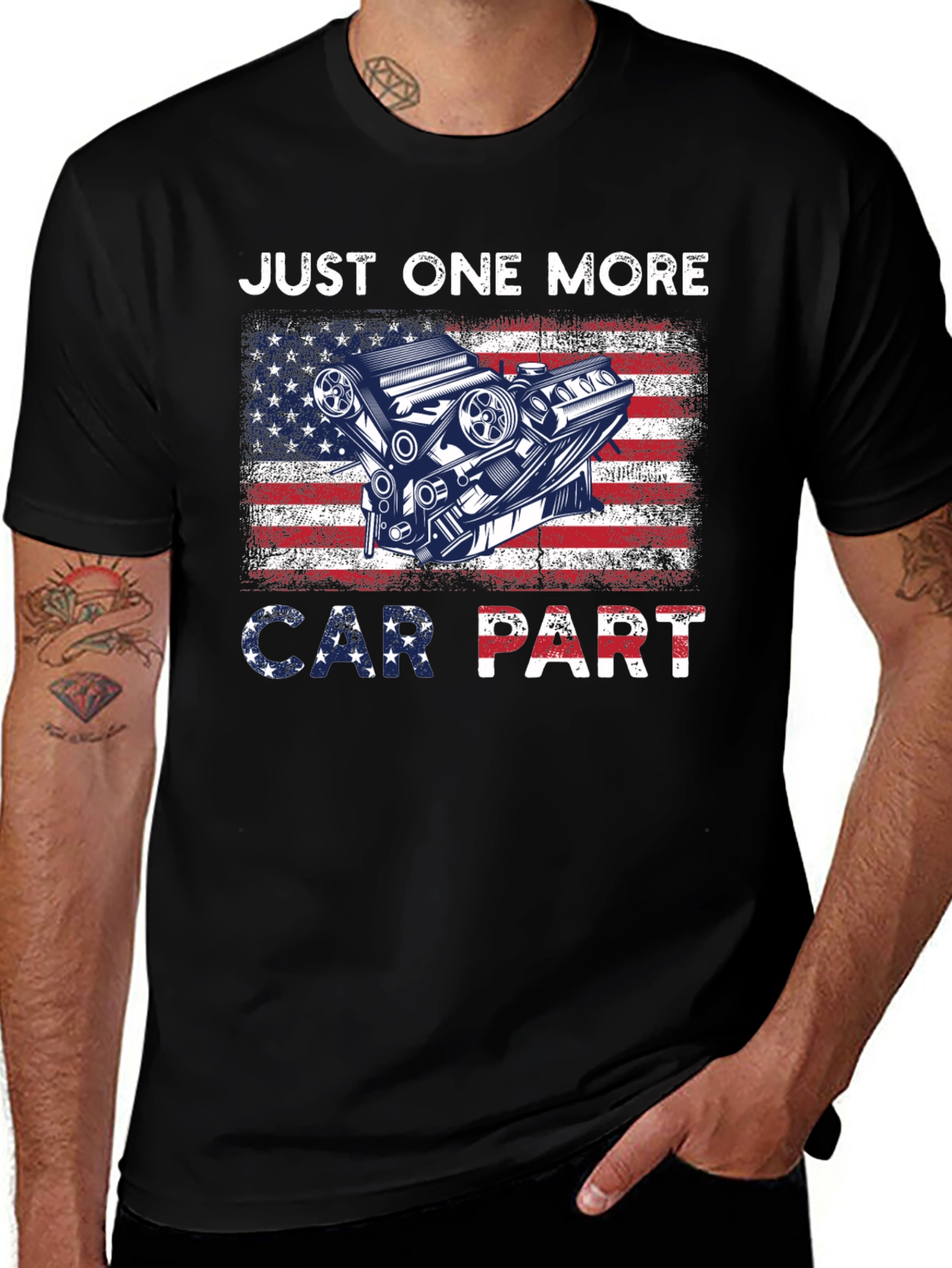 Just One More Car Part USA Flag T-Shirt