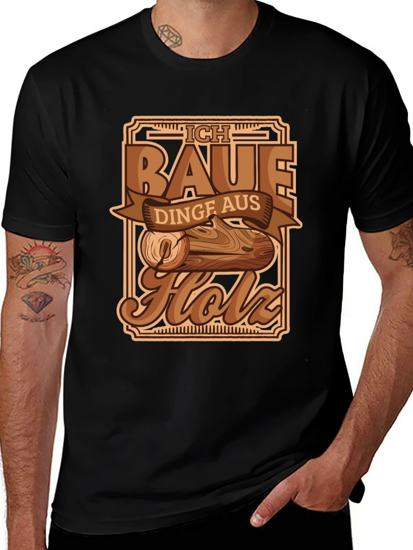 Ich Baue Aus Holz T-Shirt Woodworking Shirt