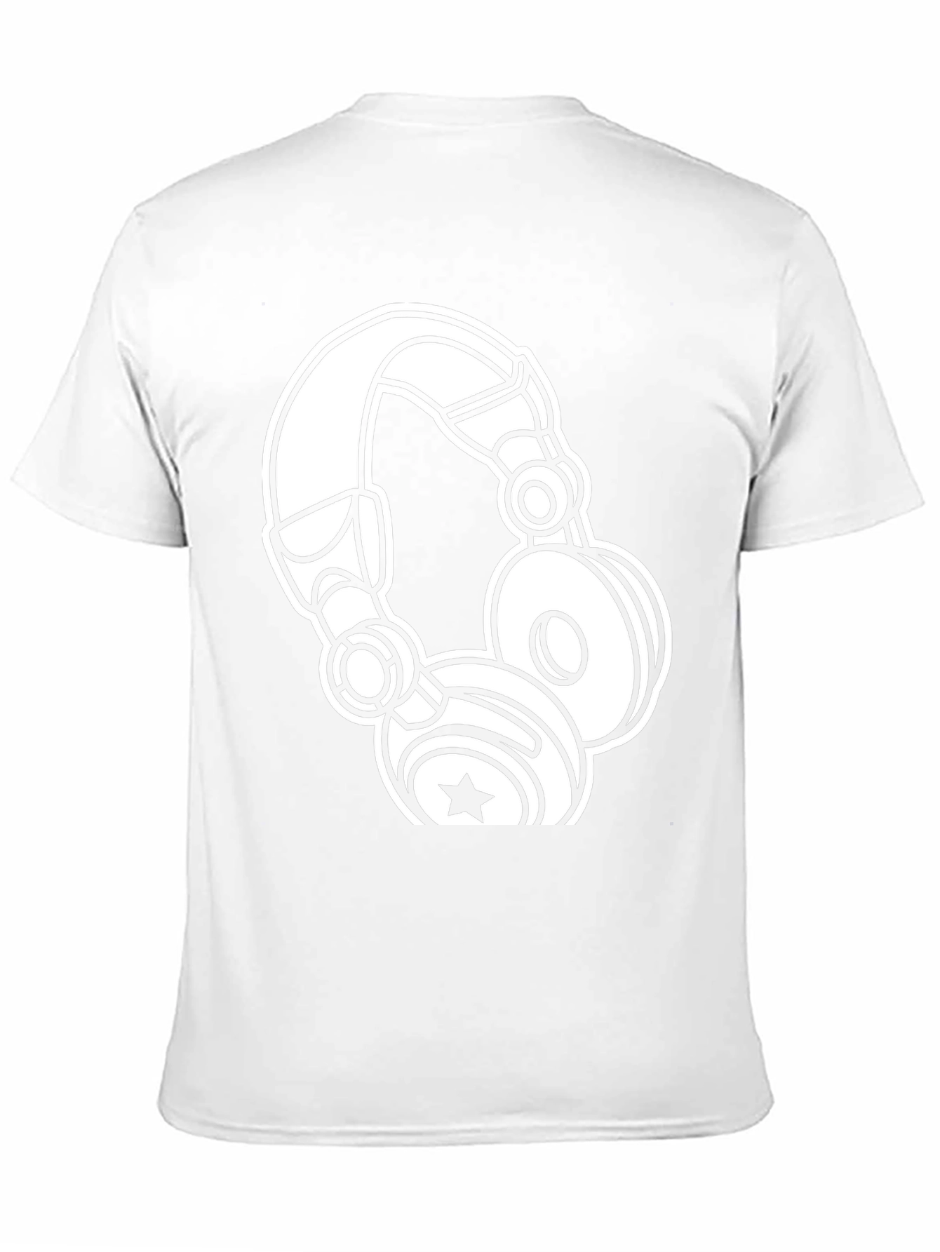 Graphic Tee: White Headphones on Black Cotton