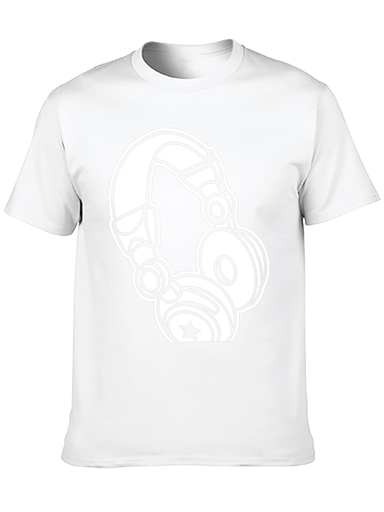 Graphic Tee: White Headphones on Black Cotton