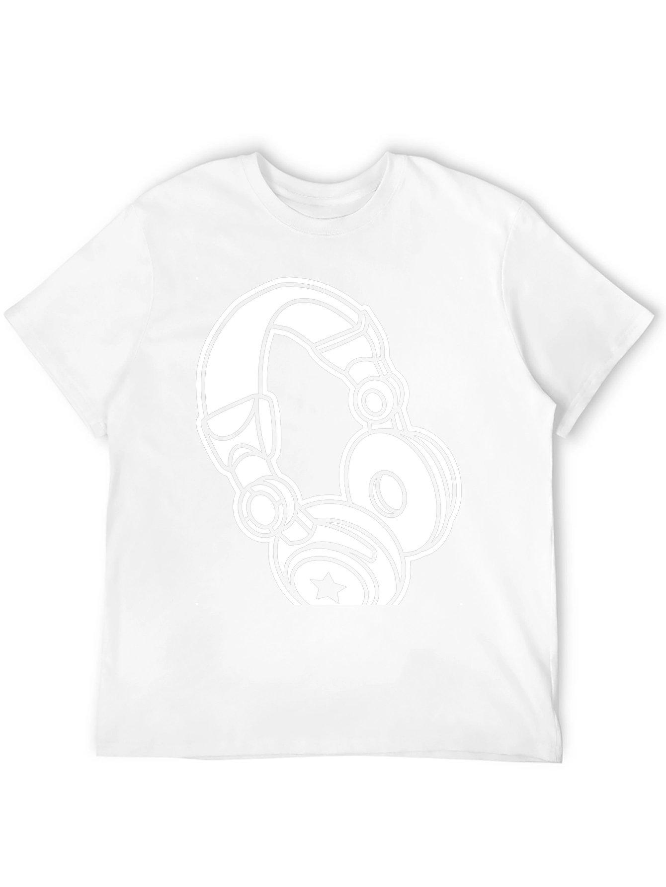 Graphic Tee: White Headphones on Black Cotton