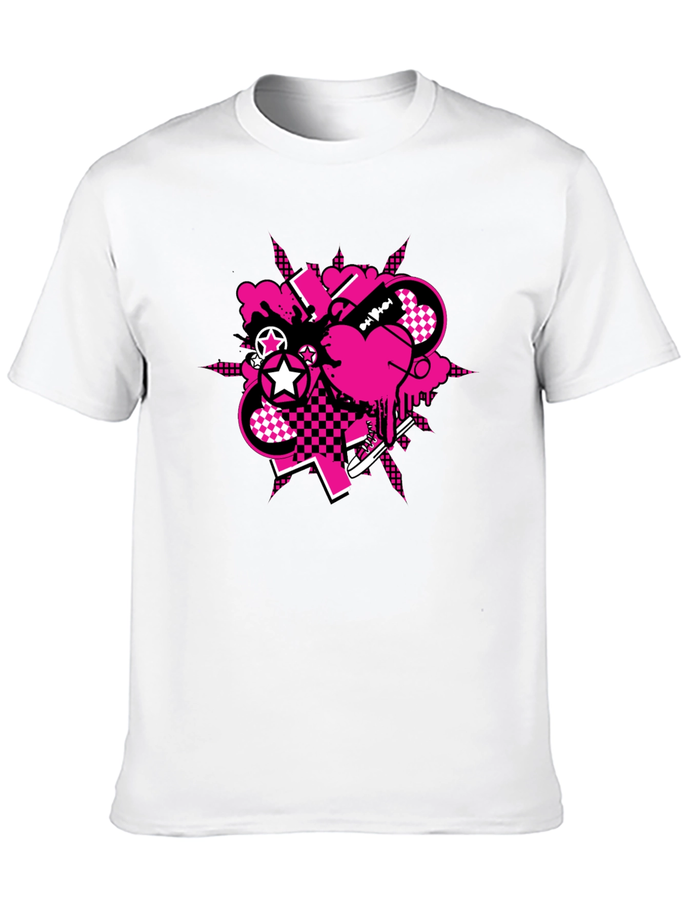Edgy Graphic Tee - Pink & Black Design