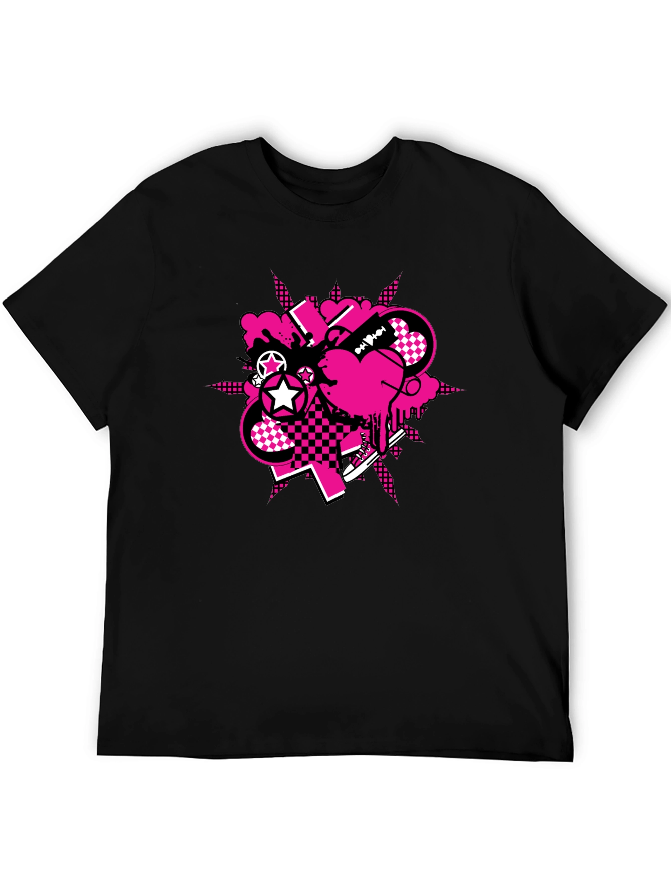 Edgy Graphic Tee - Pink & Black Design
