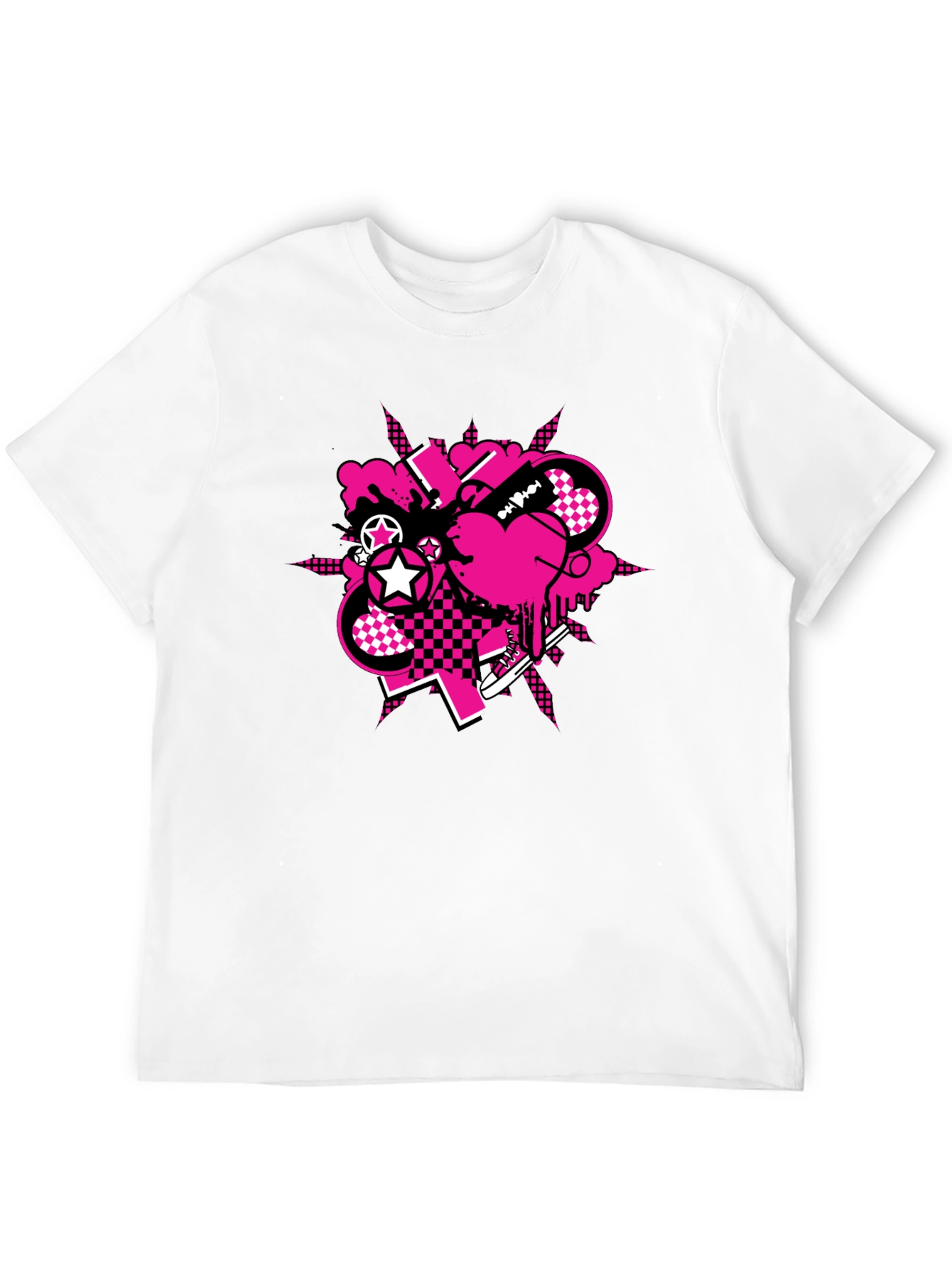 Edgy Graphic Tee - Pink & Black Design