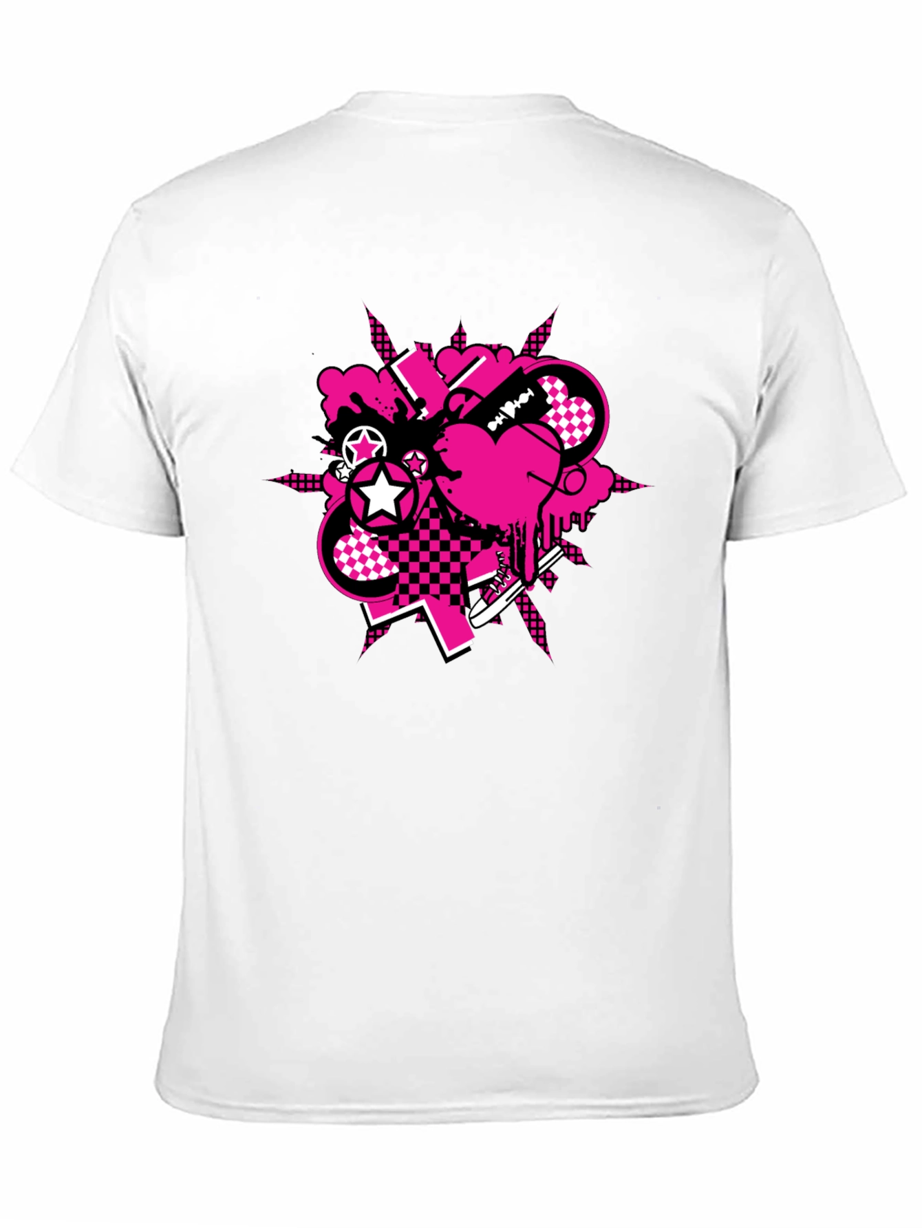 Edgy Graphic Tee - Pink & Black Design