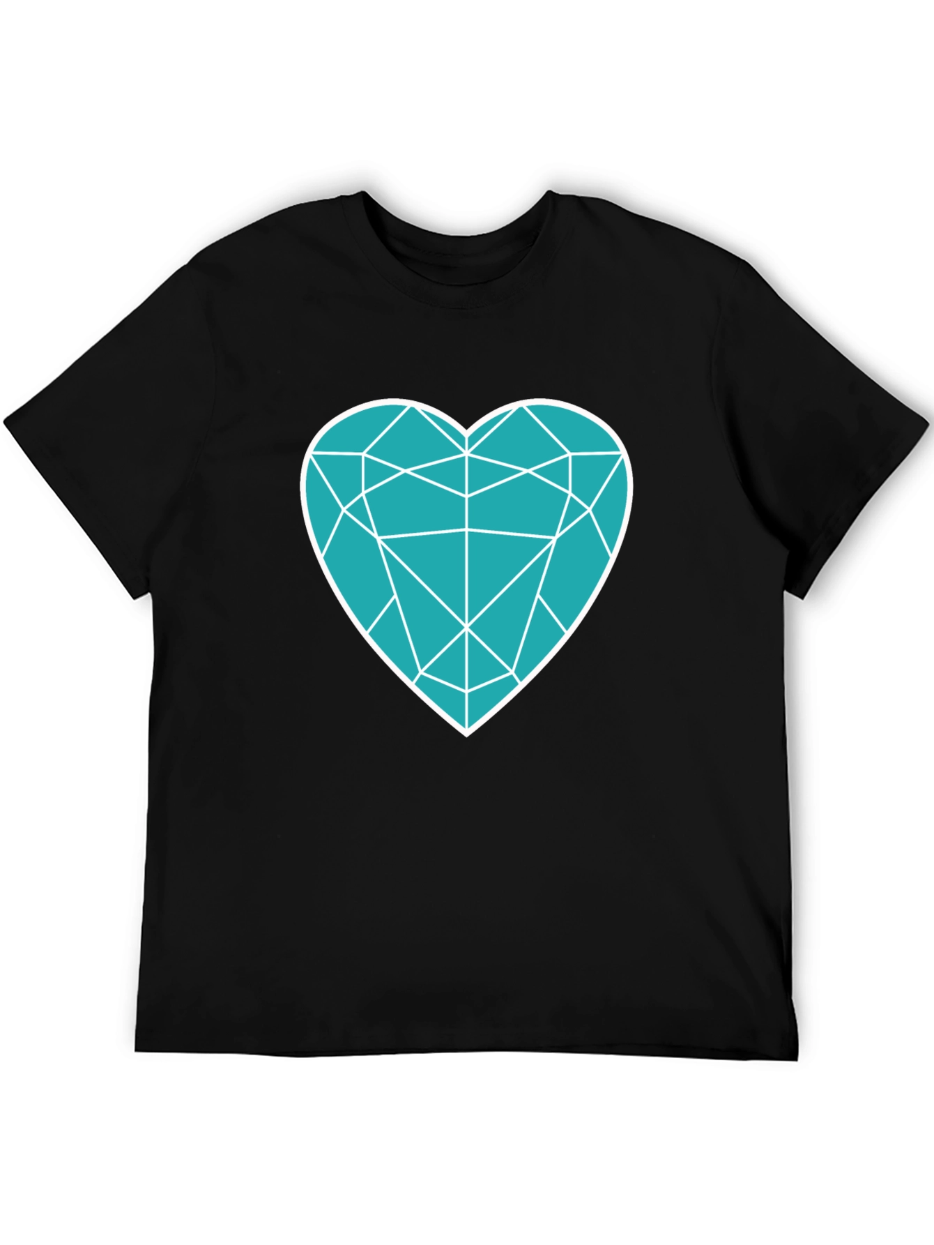 Geometric Heart Graphic Tee - Modern Black T-Shirt