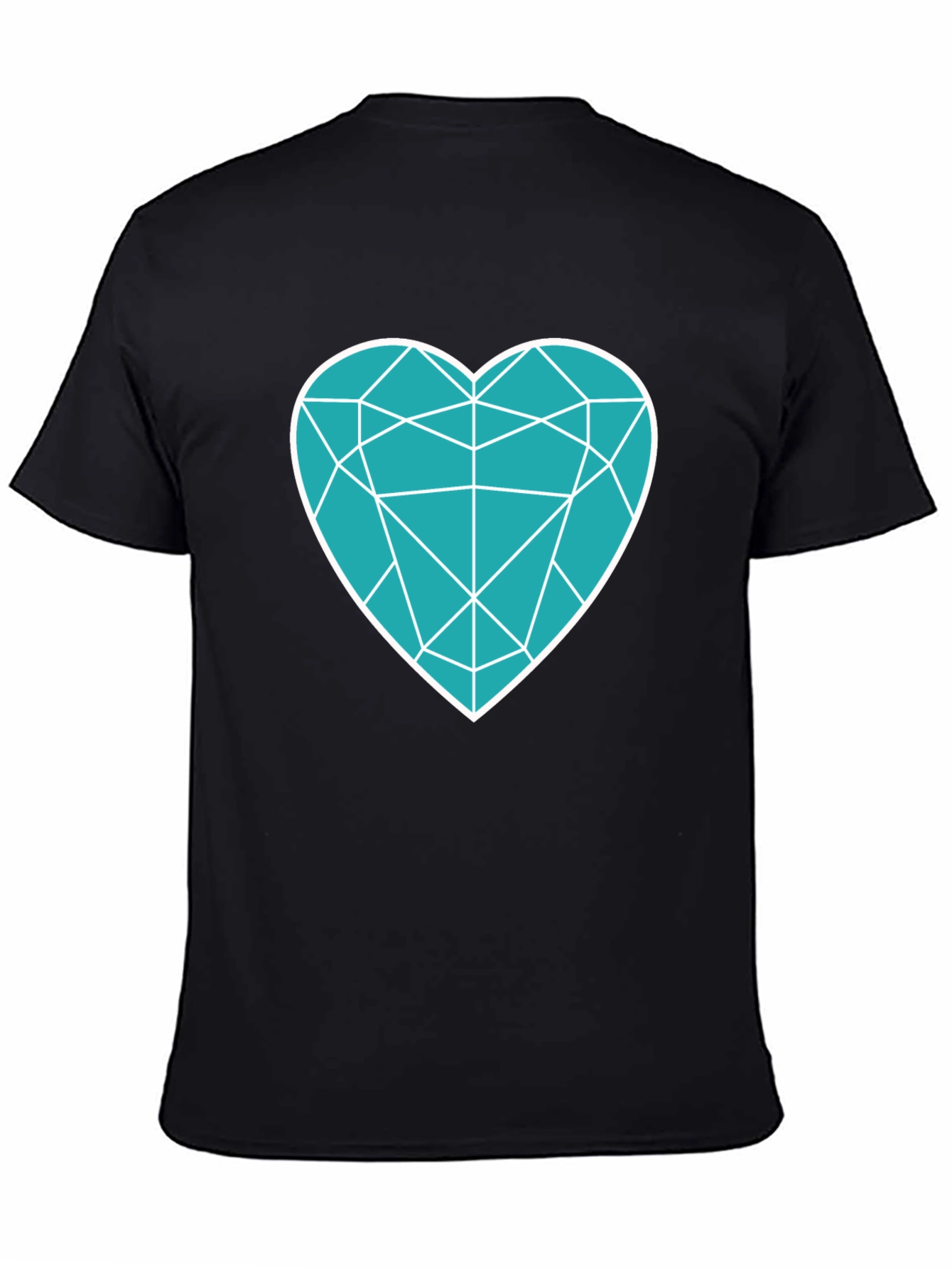 Geometric Heart Graphic Tee - Modern Black T-Shirt