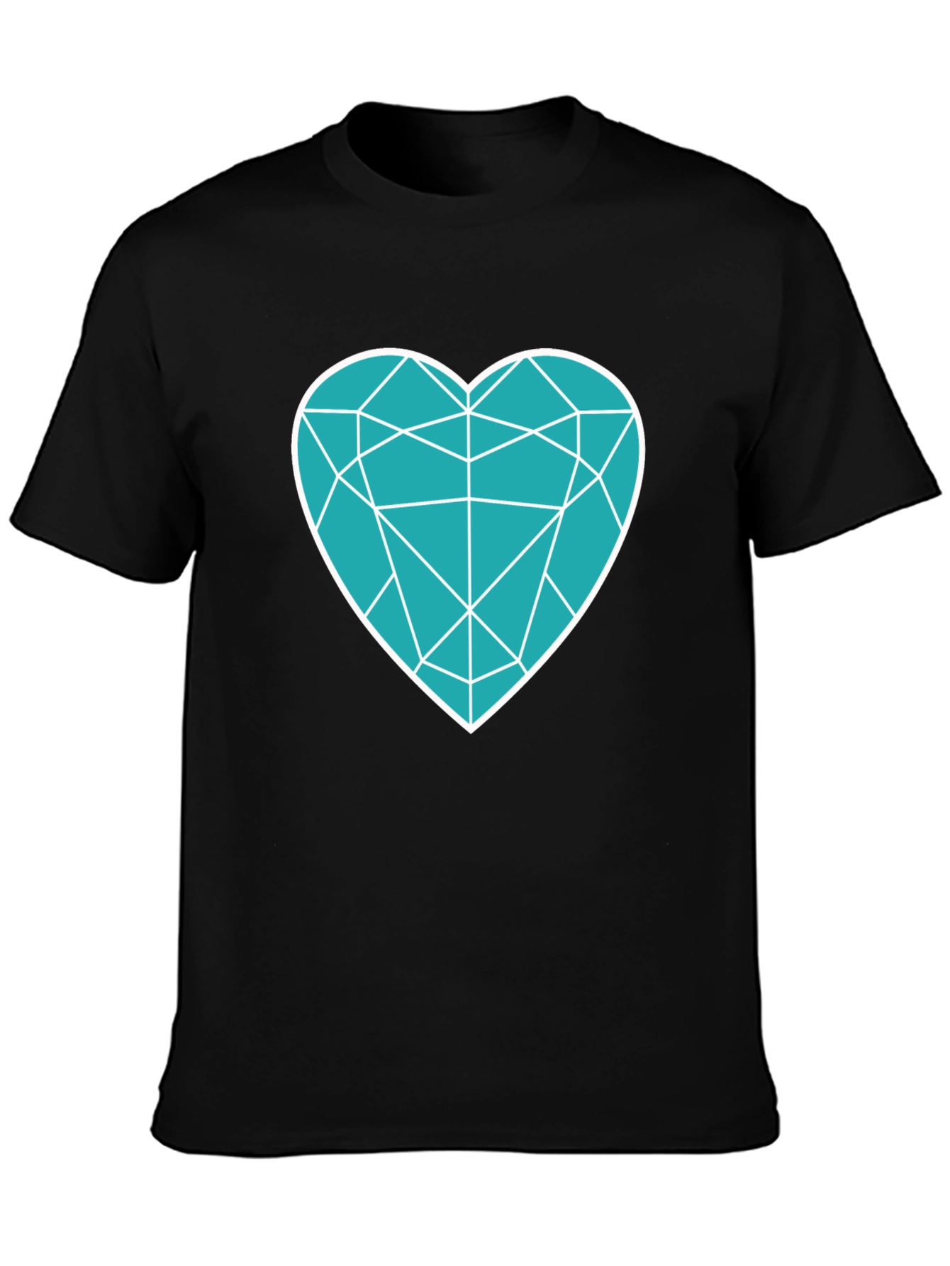 Geometric Heart Graphic Tee - Modern Black T-Shirt
