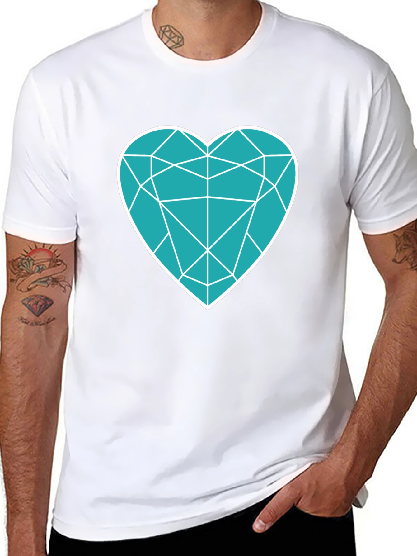 Geometric Heart Graphic Tee - Modern Black T-Shirt