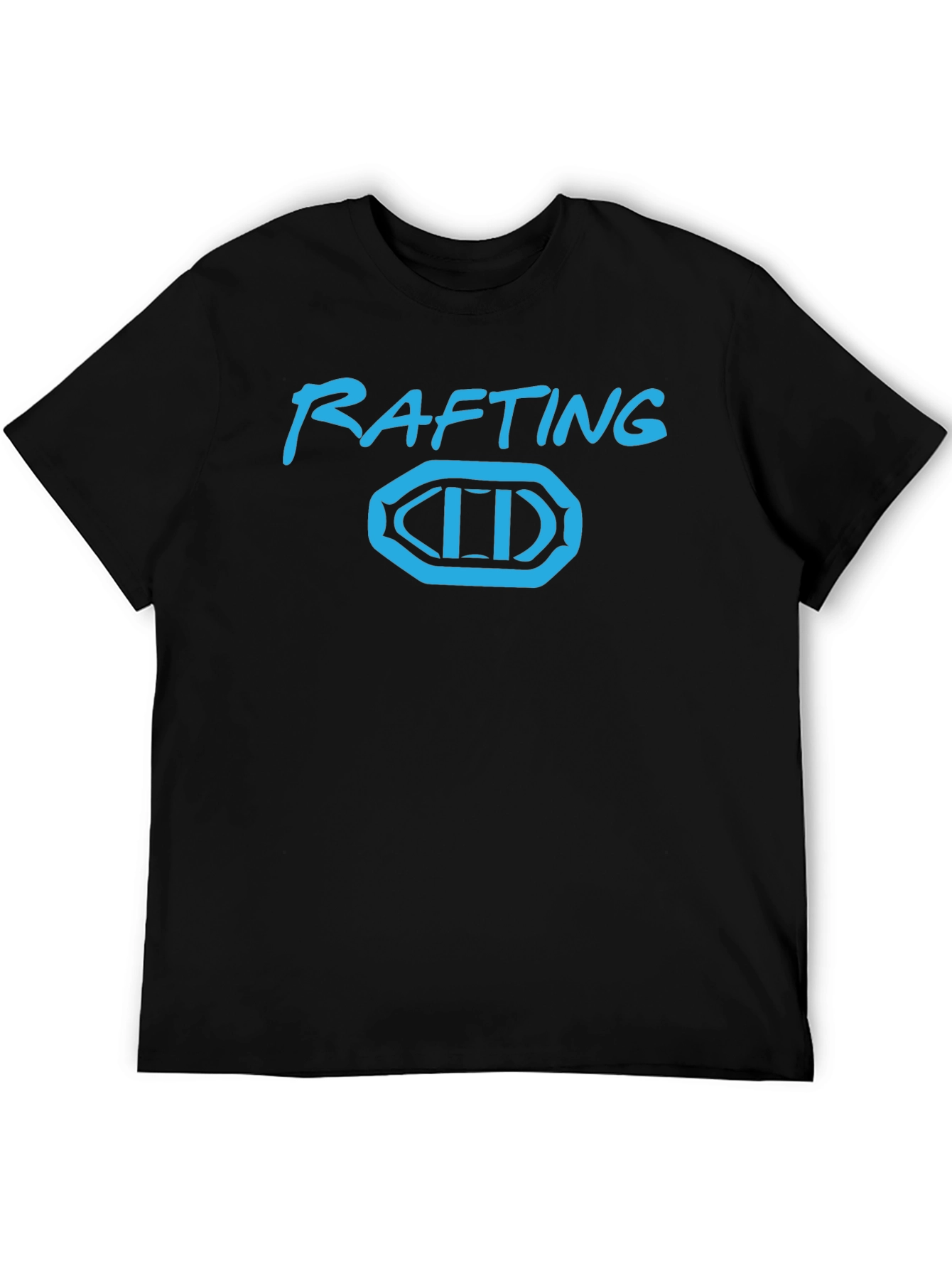 Rafting T-Shirt - Black Tee with Blue Rafting Design