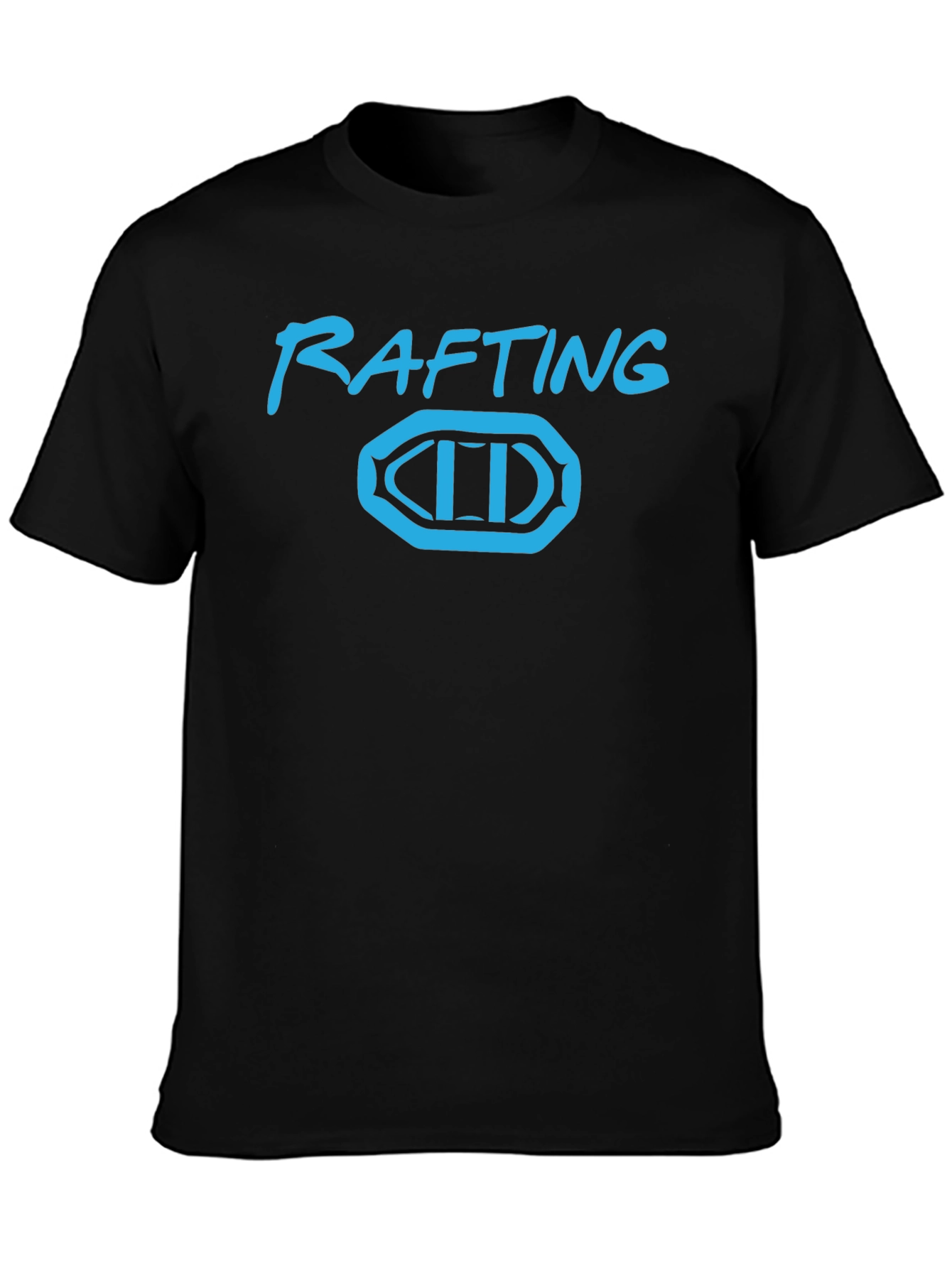Rafting T-Shirt - Black Tee with Blue Rafting Design