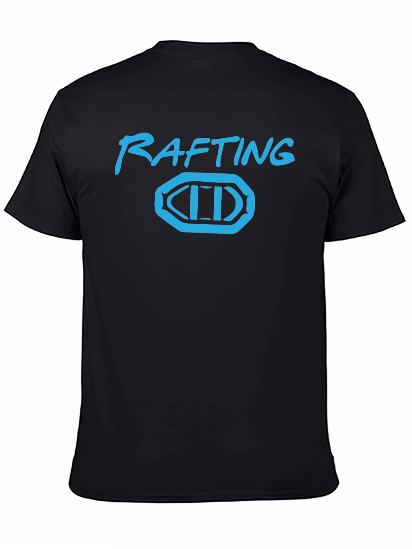 Rafting T-Shirt - Black Tee with Blue Rafting Design