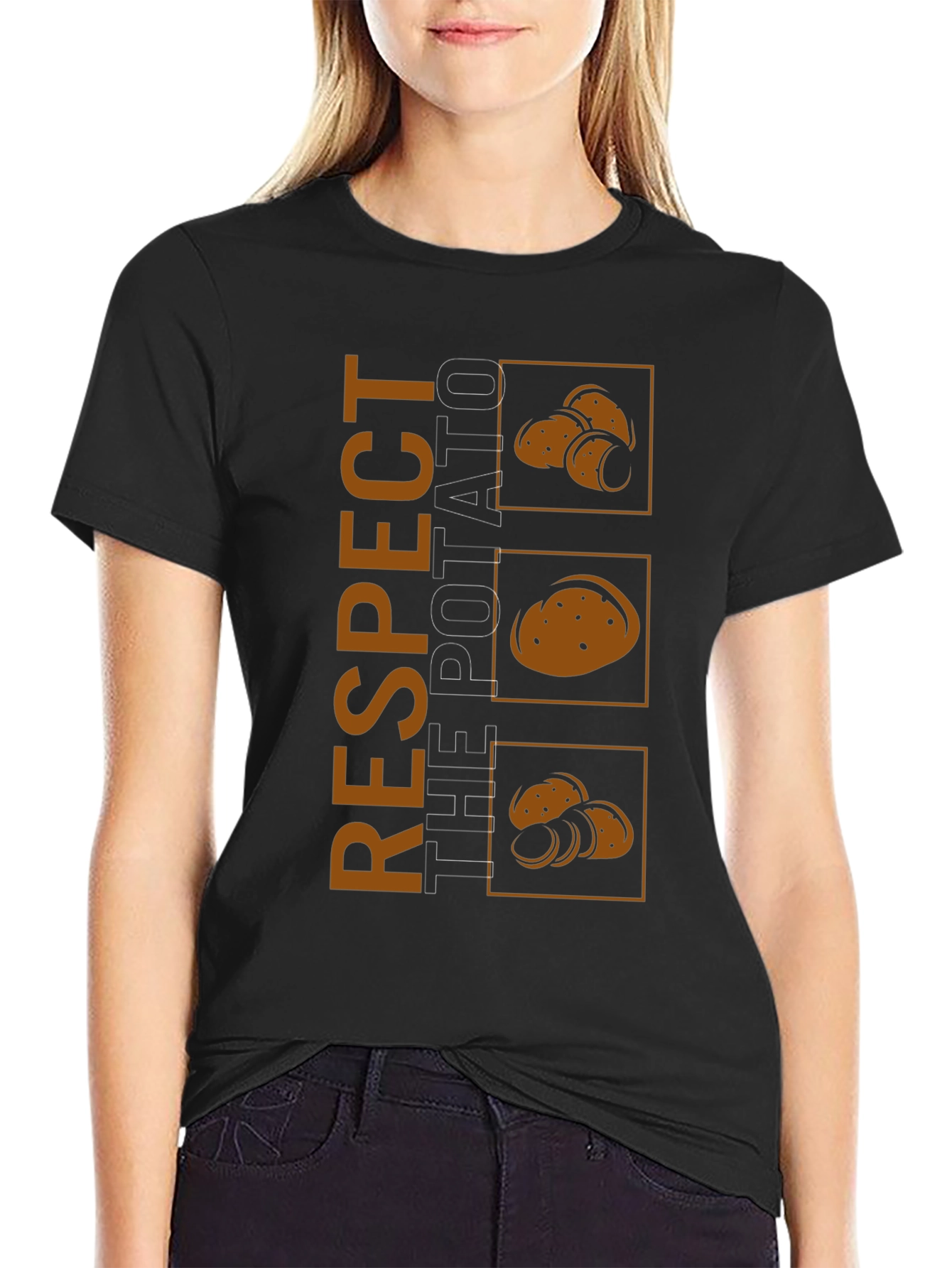 Respect The Potato Graphic Tee - Black