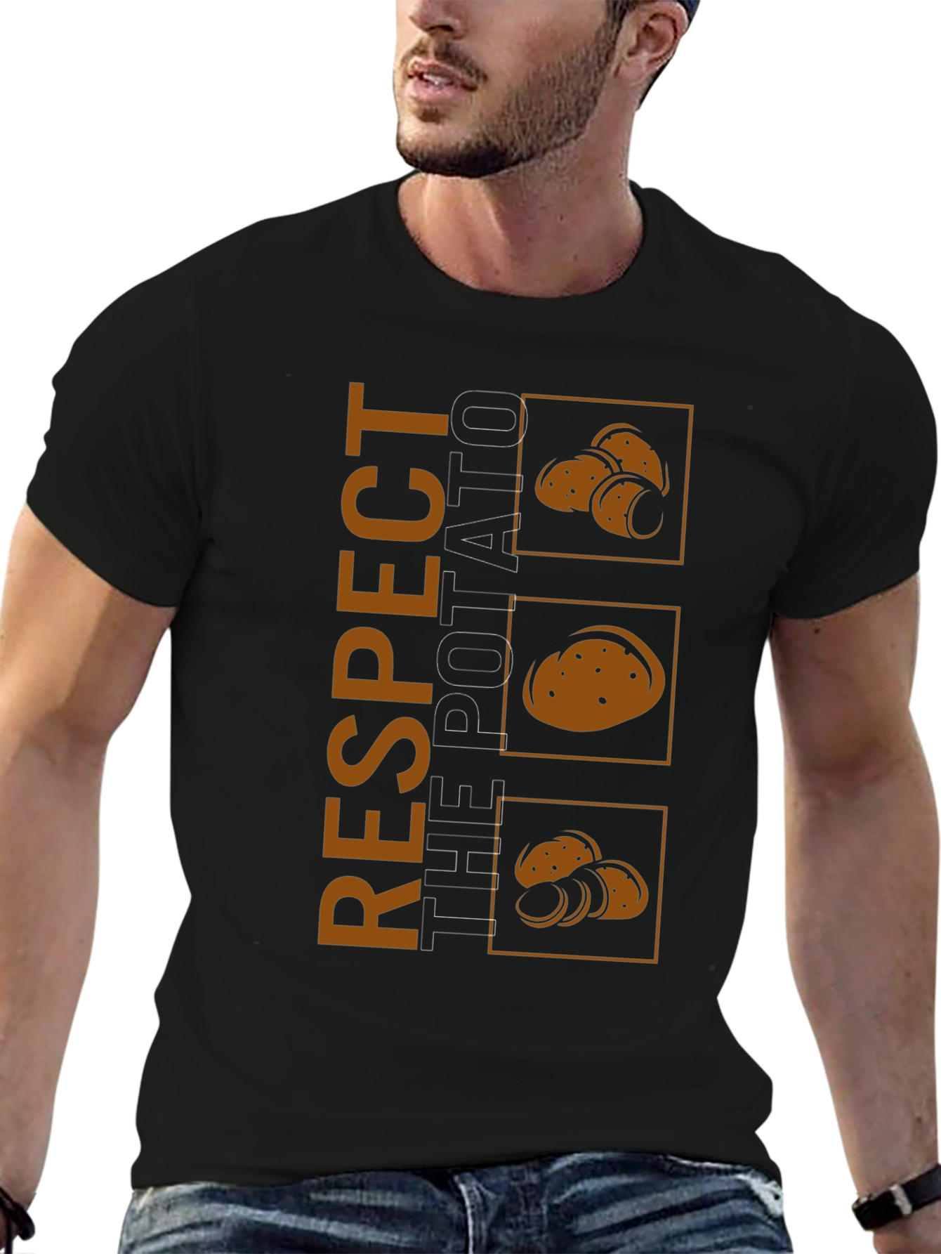Respect The Potato Graphic Tee - Black