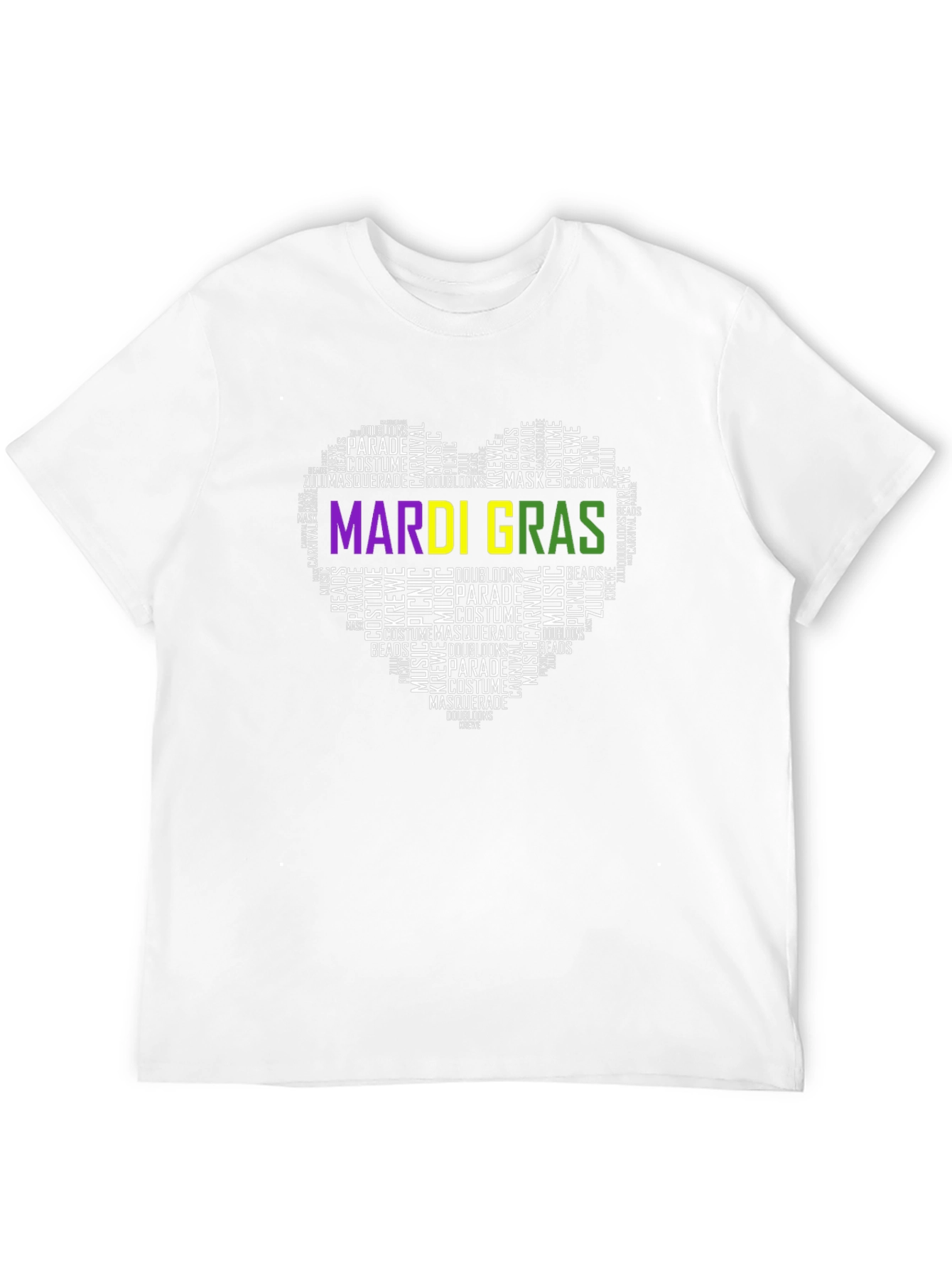 Mardi Gras Heart Word Cloud T-Shirt