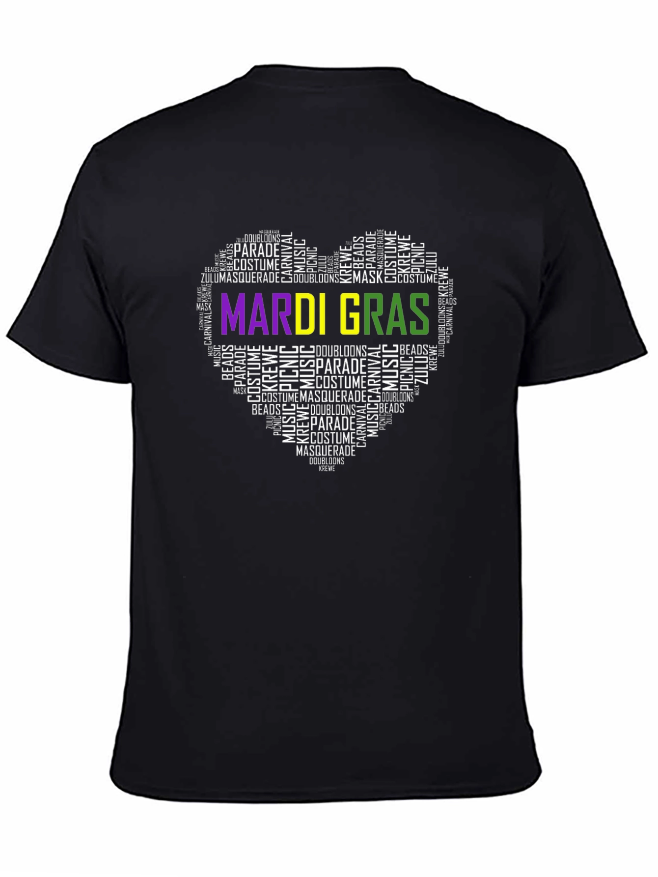 Mardi Gras Heart Word Cloud T-Shirt