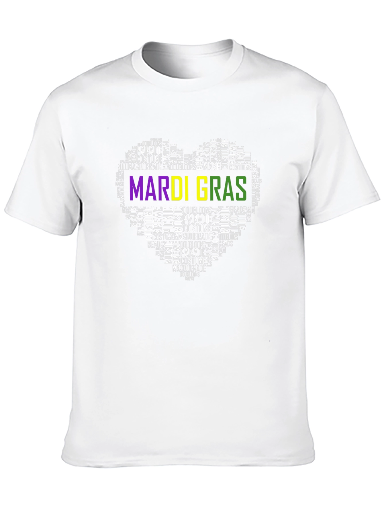 Mardi Gras Heart Word Cloud T-Shirt