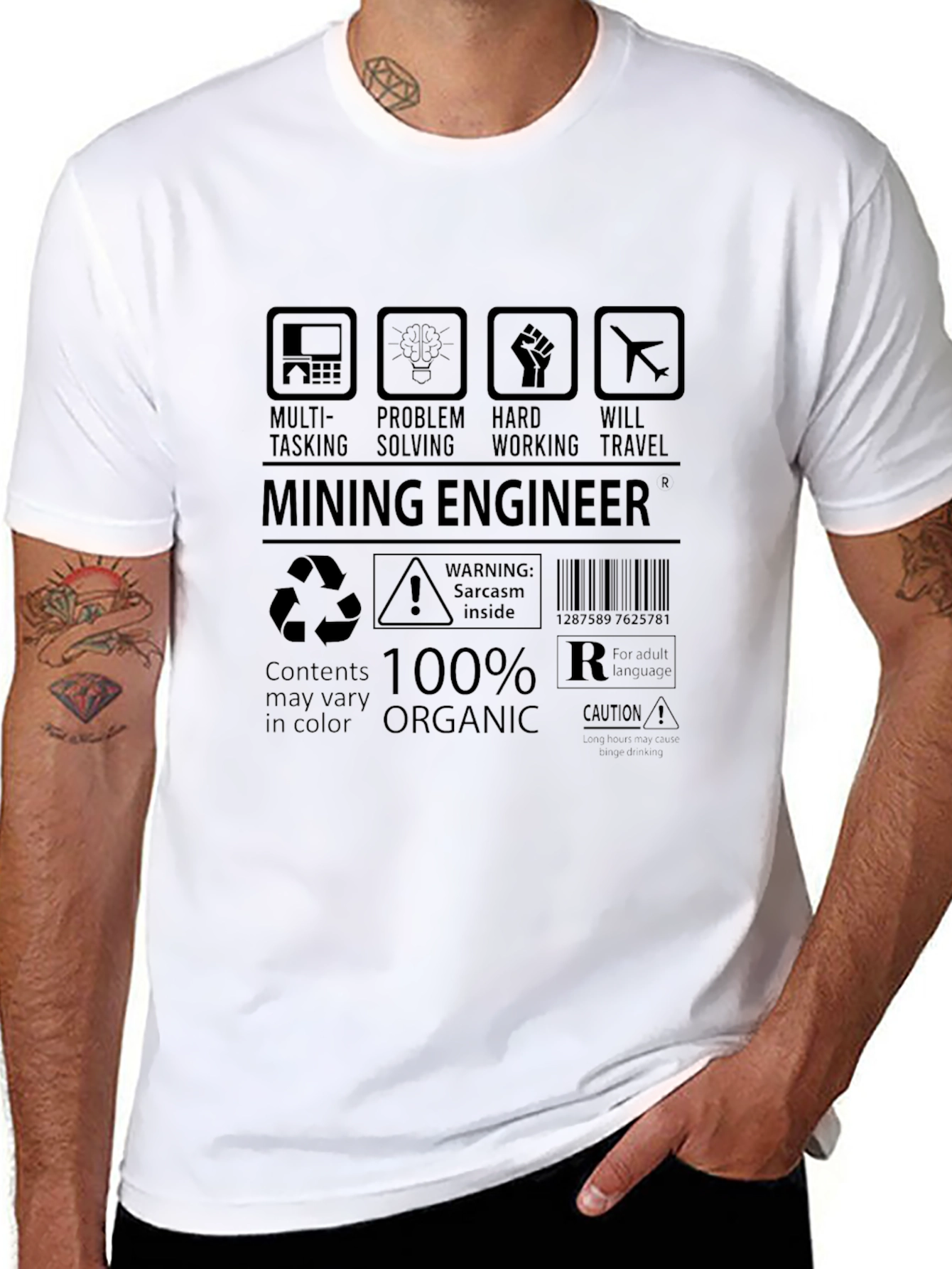 Mining Engineer T-Shirt - Multi Tasking Hard Working