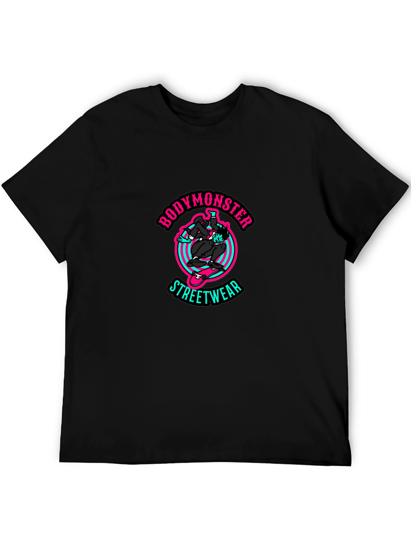 BodyMonster Skateboard Graphic Black T-Shirt