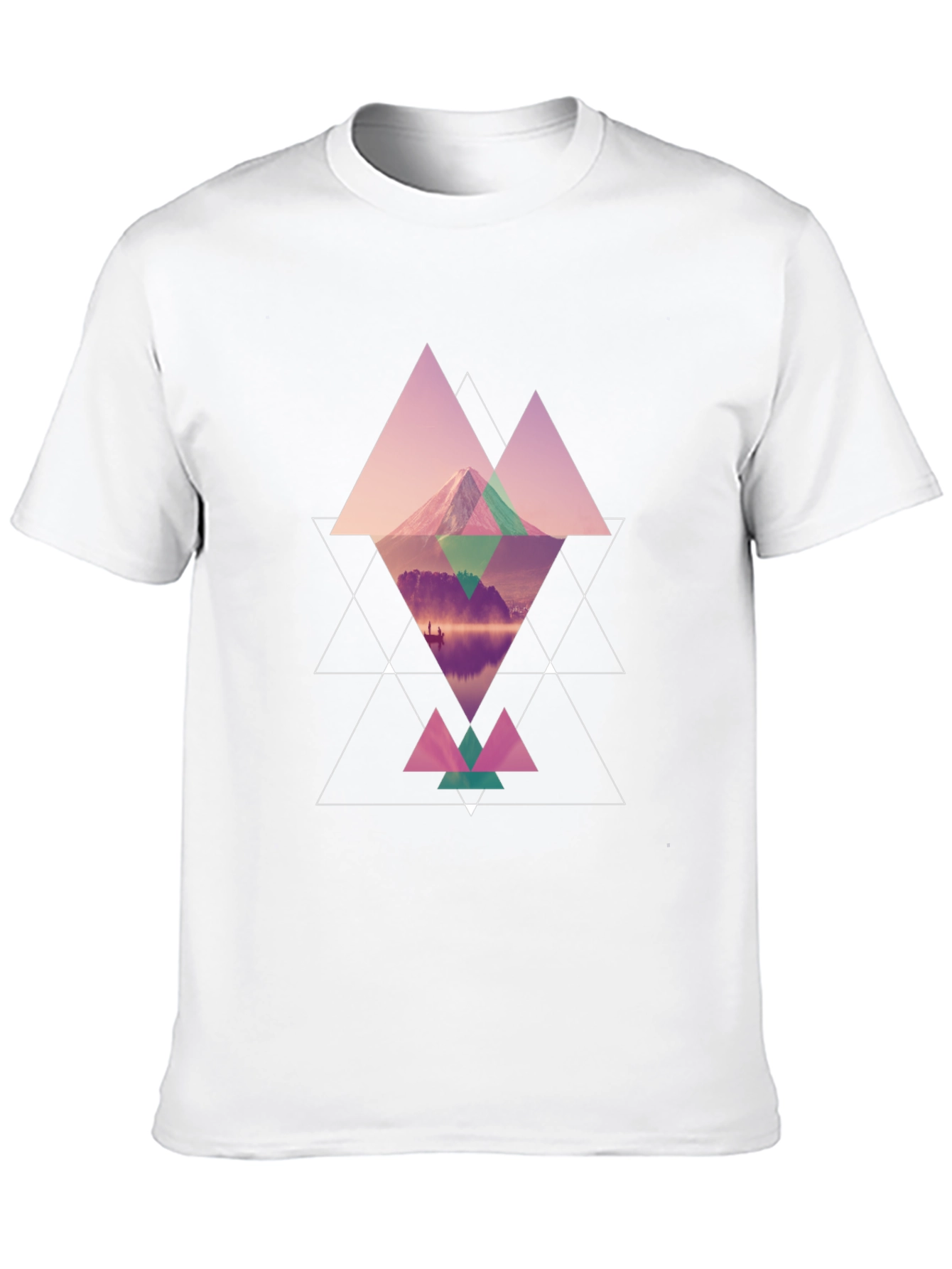 Geometric Mountain Graphic Black T-Shirt