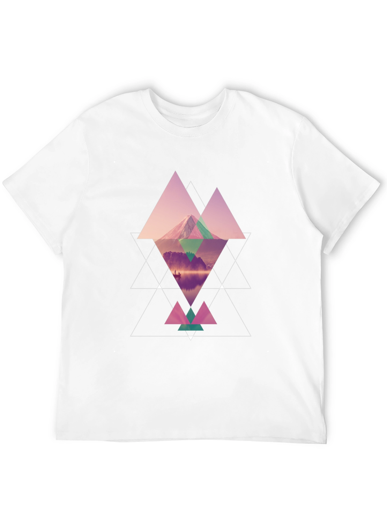Geometric Mountain Graphic Black T-Shirt