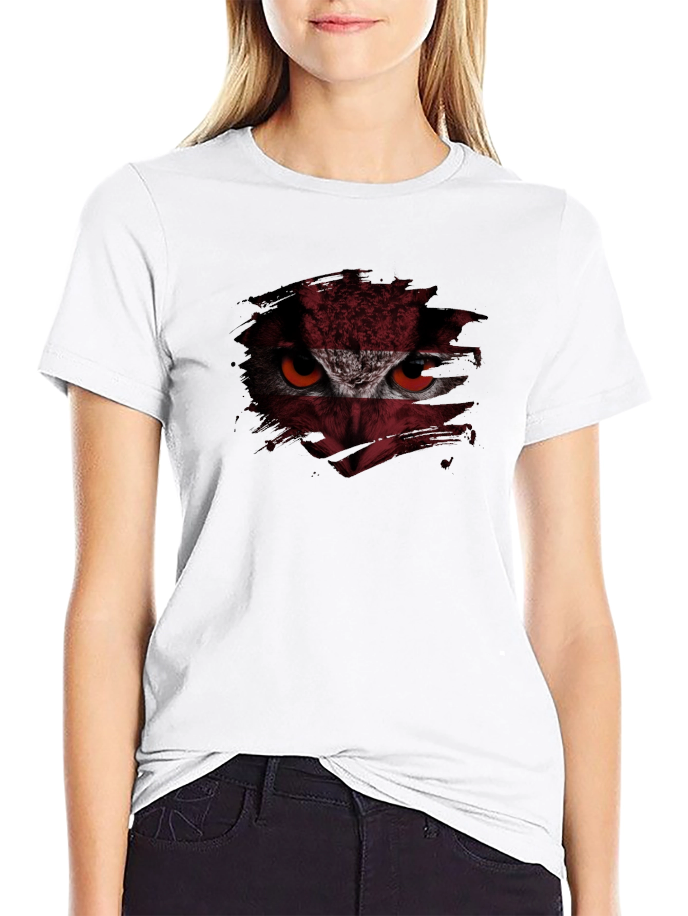 Owl Eyes Graphic Print Tee - Mens Black T-Shirt