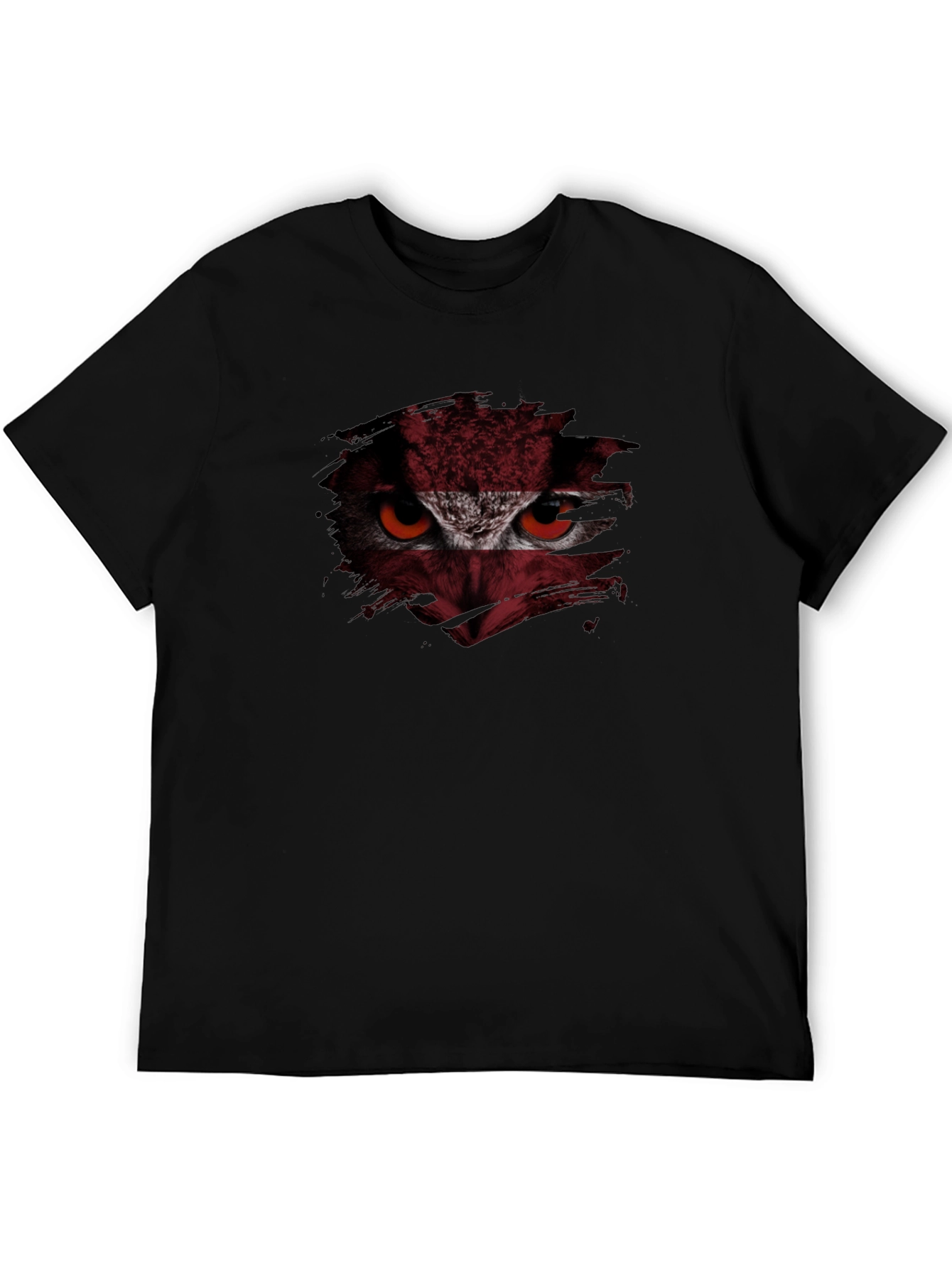 Owl Eyes Graphic Print Tee - Mens Black T-Shirt