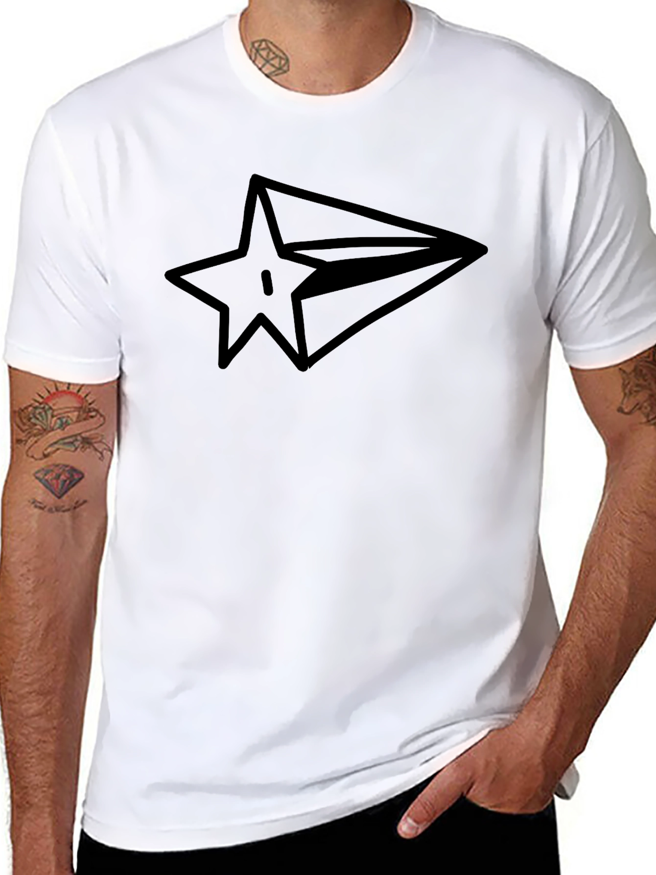 Graphic Tee: Star Plane Black T-Shirt