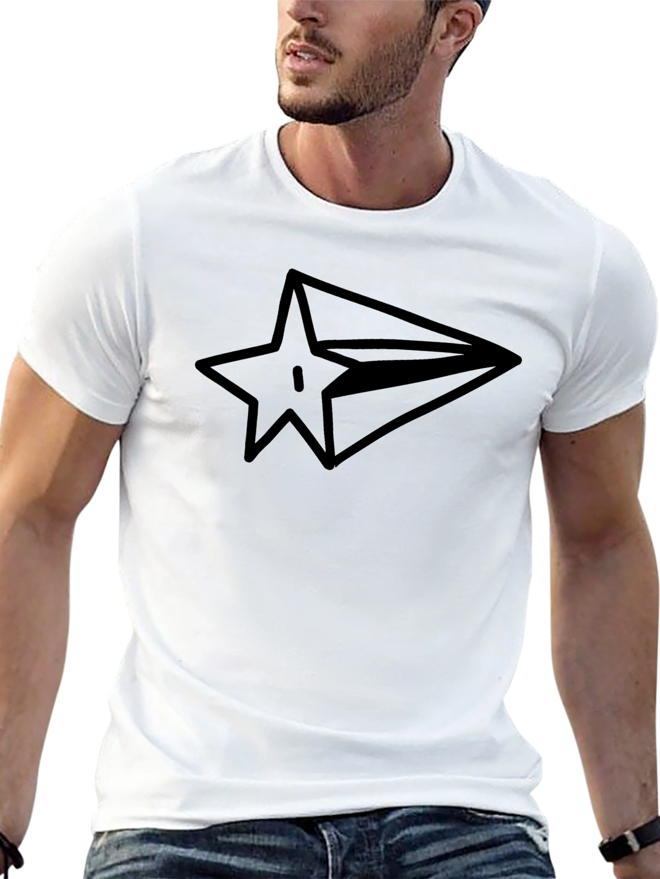 Graphic Tee: Star Plane Black T-Shirt