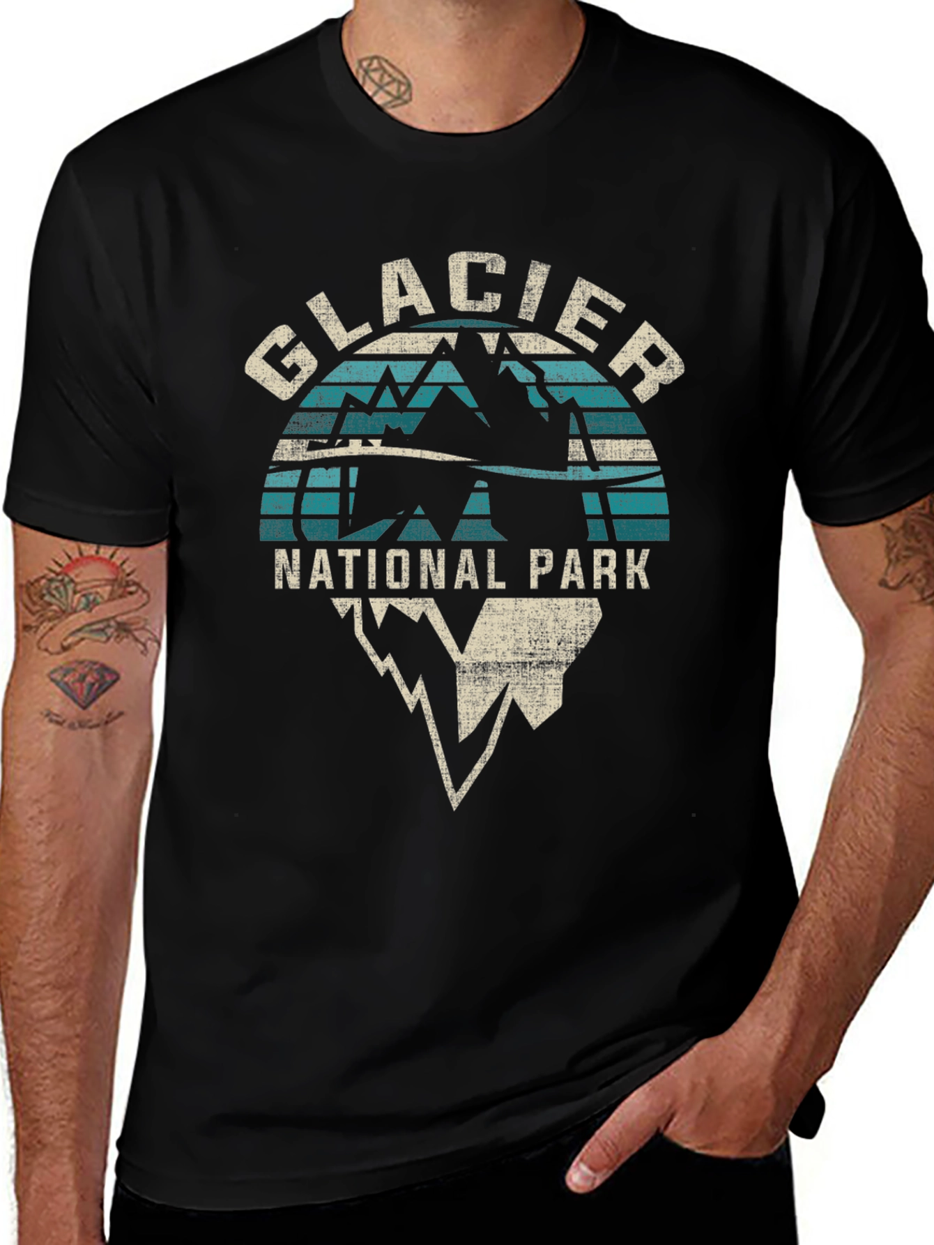 Glacier National Park Black Graphic Tee
