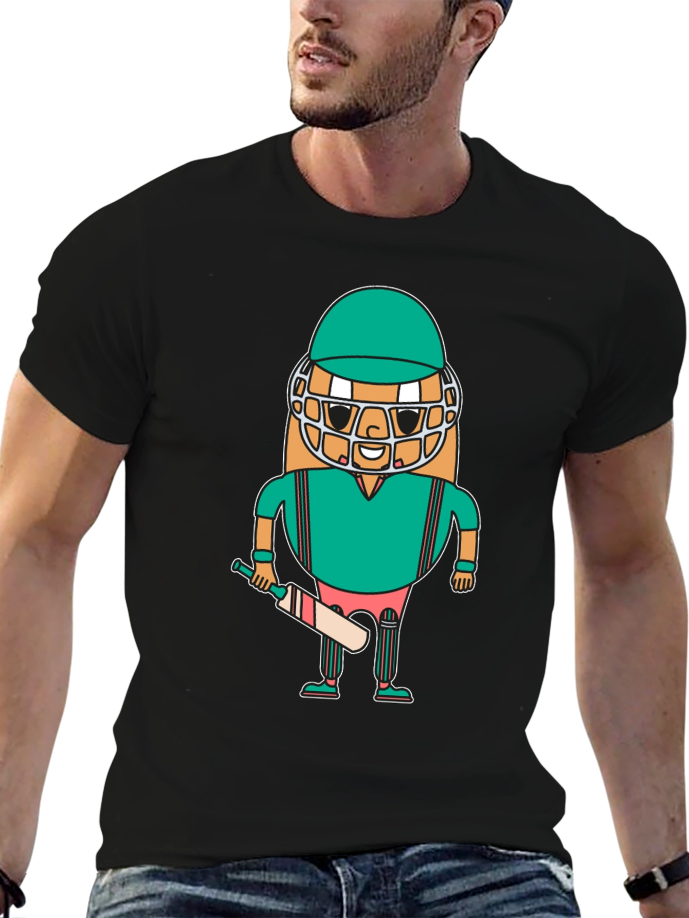 Cricket Player Cartoon T-Shirt Unique Design