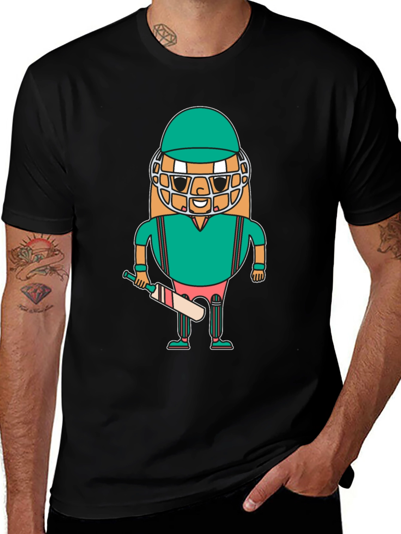 Cricket Player Cartoon T-Shirt Unique Design