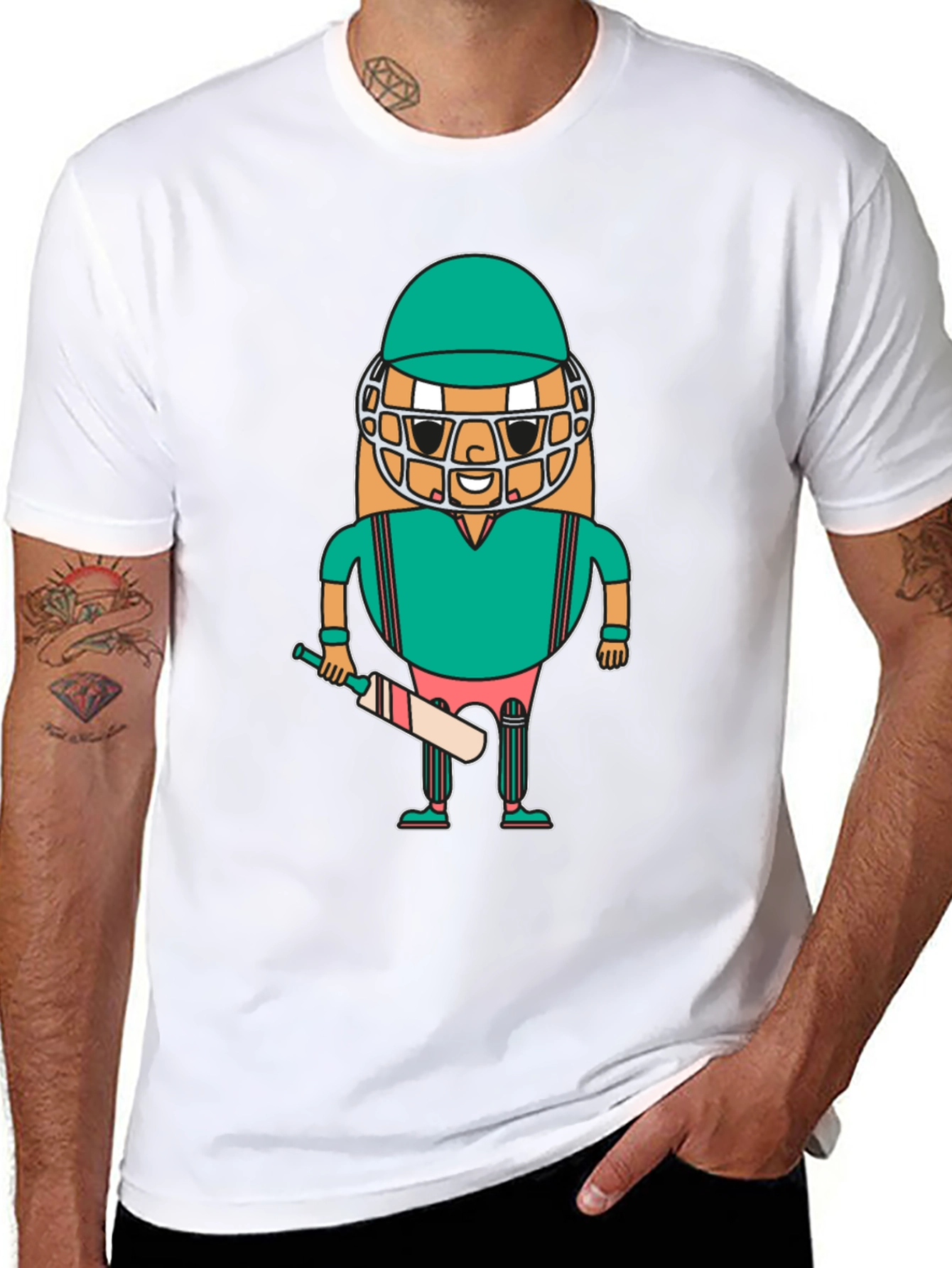 Cricket Player Cartoon T-Shirt Unique Design