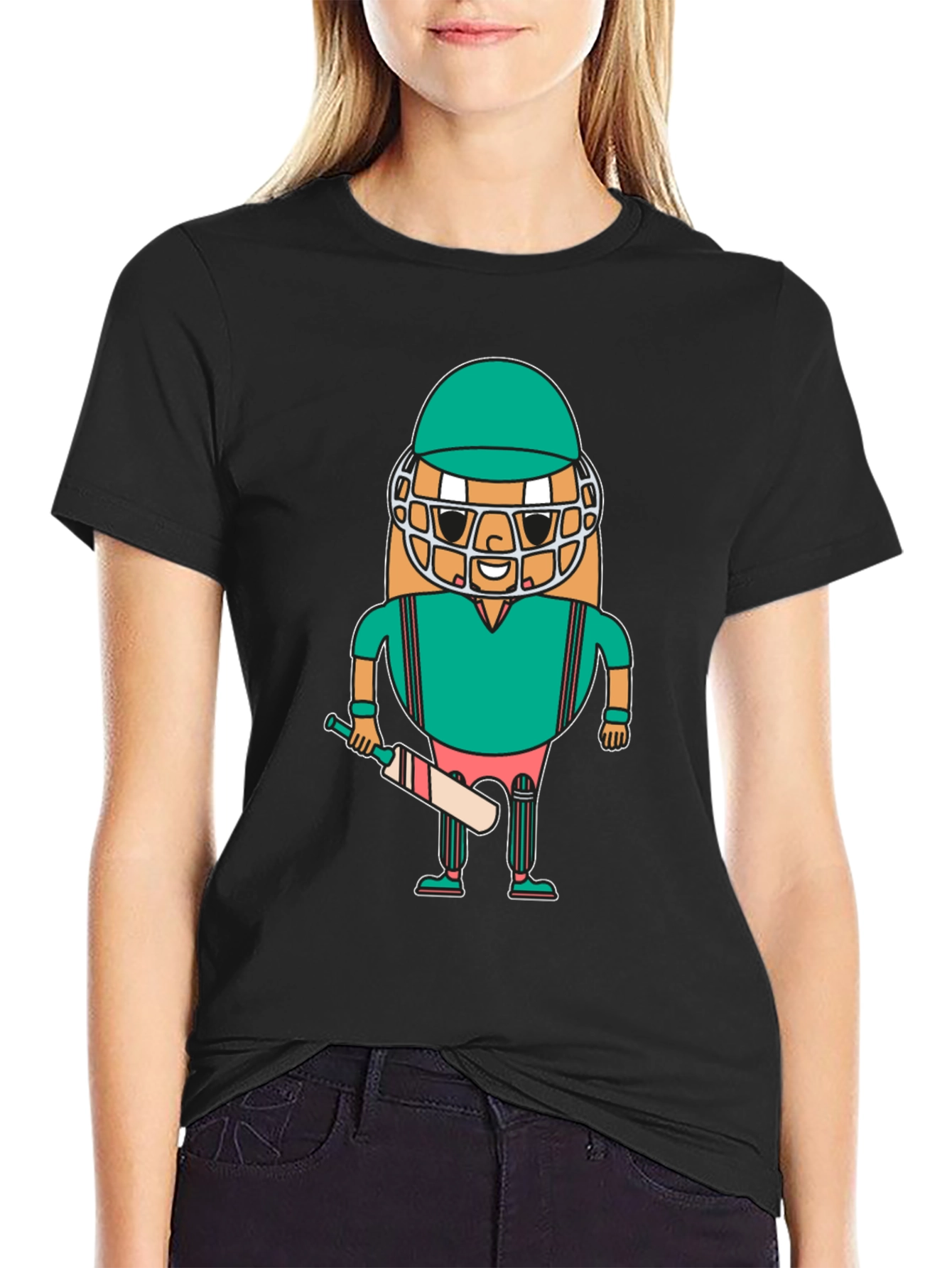 Cricket Player Cartoon T-Shirt Unique Design