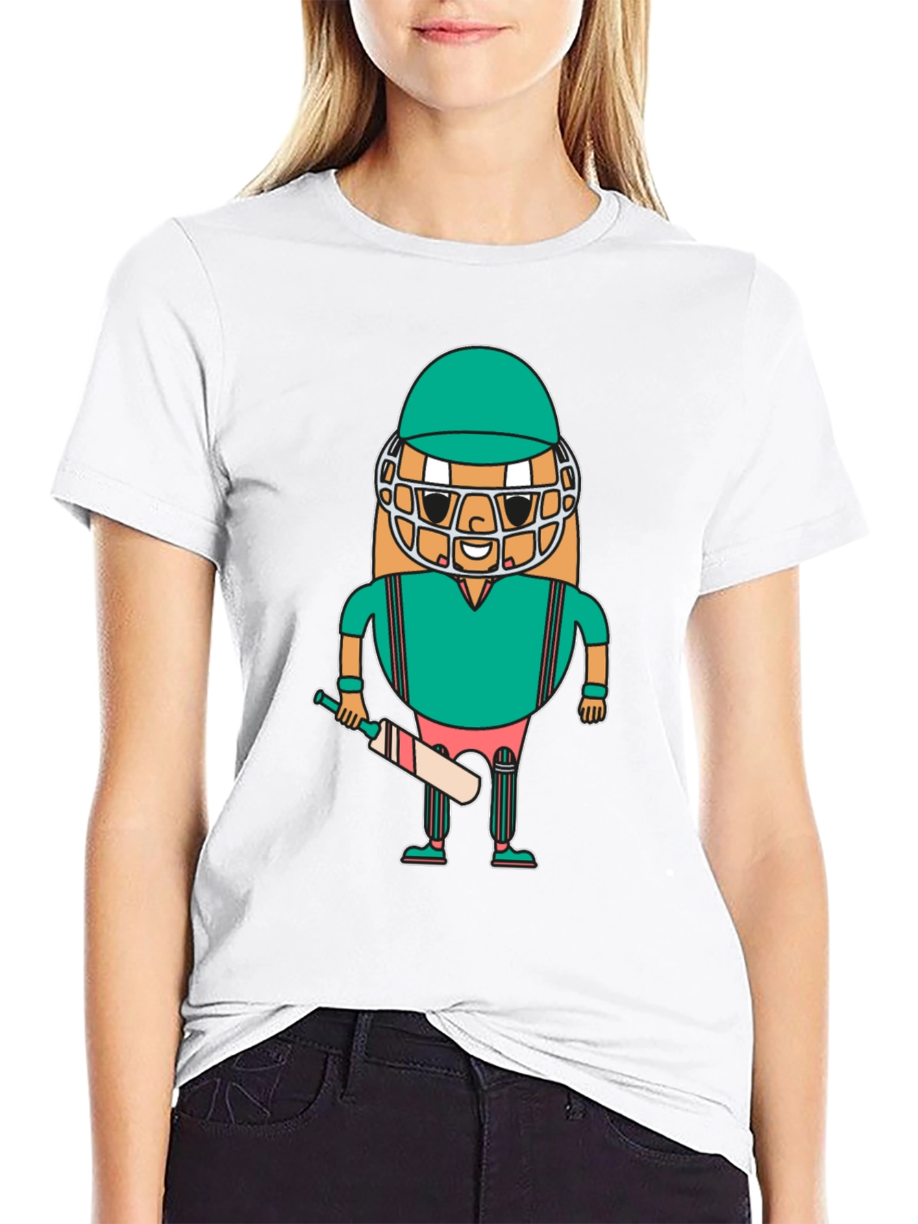 Cricket Player Cartoon T-Shirt Unique Design